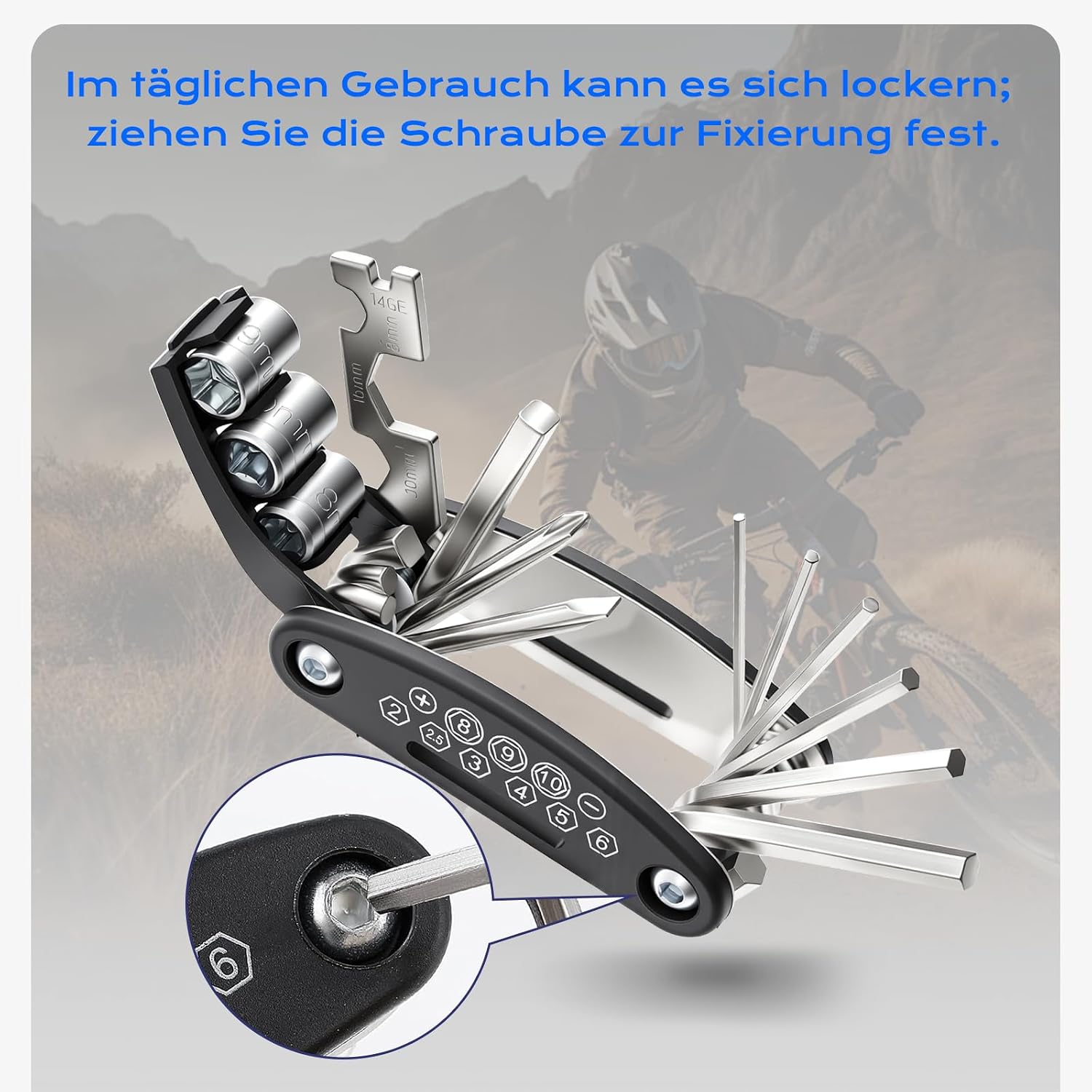 Thumbnail 5 de Fahrrad Reparaturset 16-in-1 Kompakt aus Stahl Schwarz
