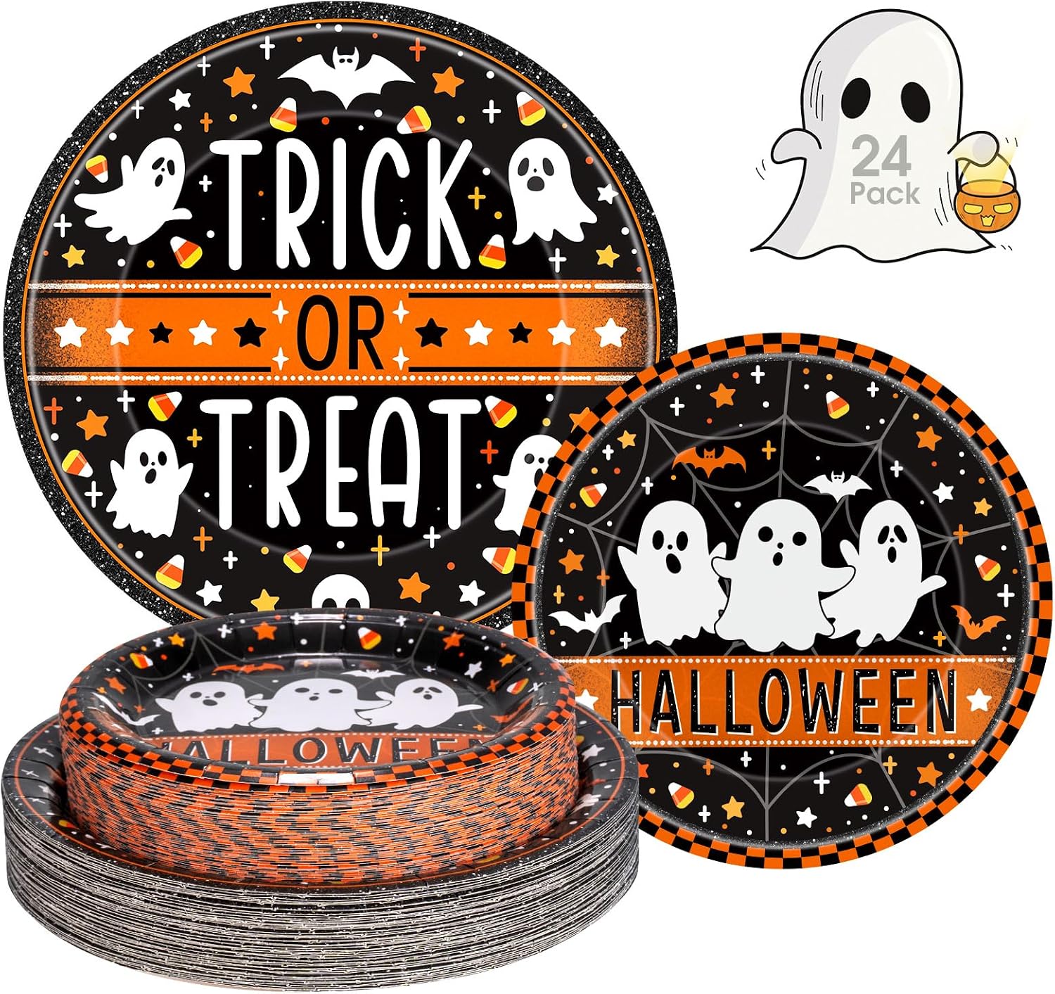 Detalle de Litmitfu Halloween Paper Plates, 24-Piece Set in 9-Inch and 7-Inch Sizes