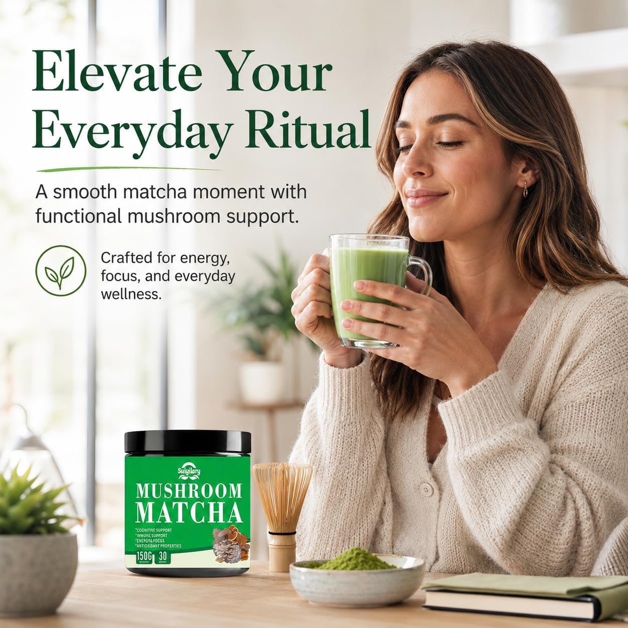 Thumbnail 2 de Suiyilary Mushroom Matcha Powder, 7 Mushroom Blend with MCT Oil, 150g