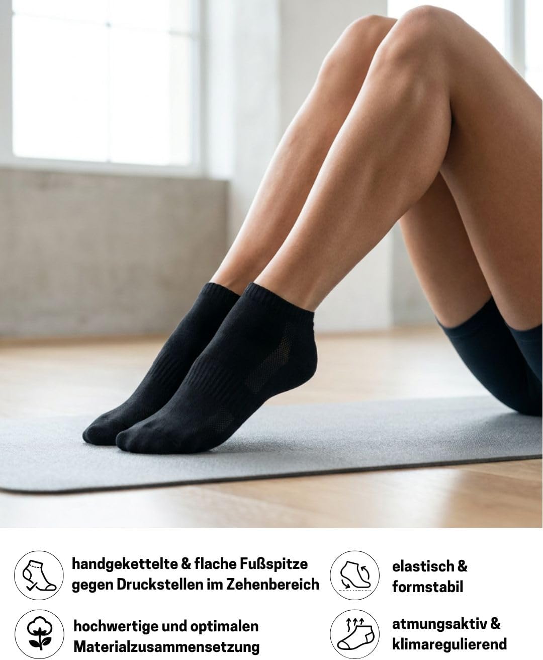Detalle 2 de Sockenkauf24 10 Paar Sneaker Socken Herren Damen Baumwolle mit Mesh-Streifen – atmungsaktiv und langlebig