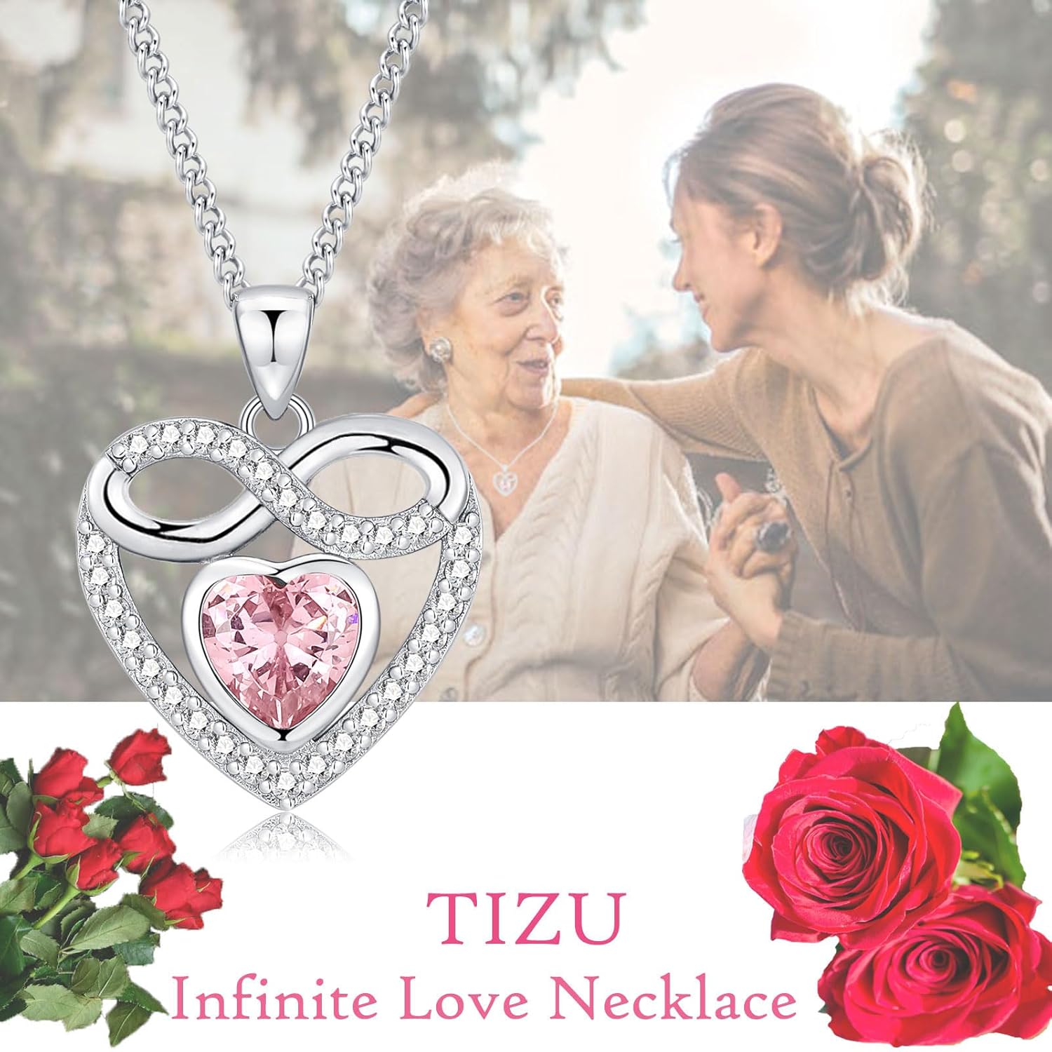 Thumbnail 3 de TIZU Collana donna Cuore Amore infinito con rosa 🎁