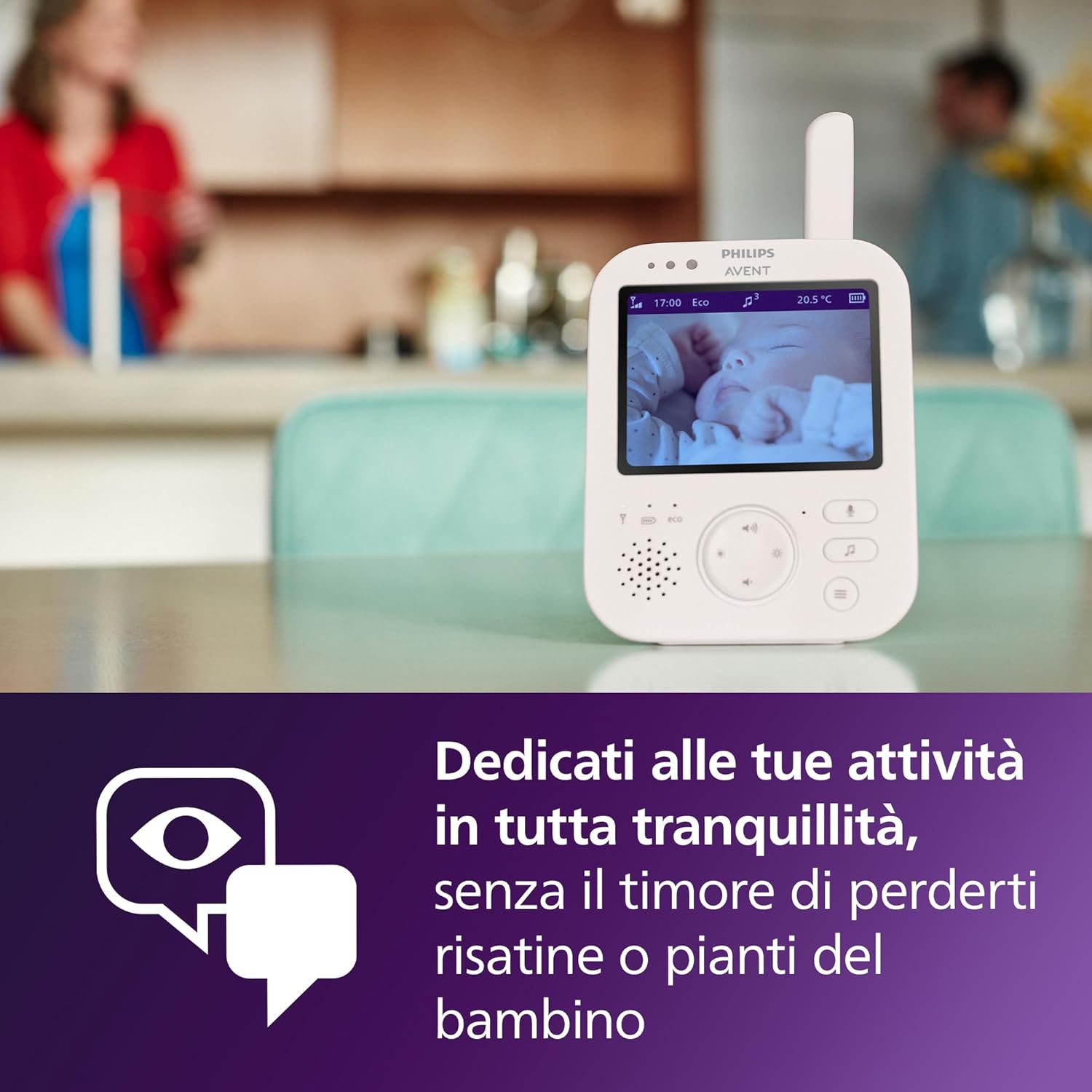 Thumbnail 5 de Philips Avent Premium Video Baby Monitor SCD891/26: monitoraggio video affidabile, audio bidirezionale e comfort d’uso