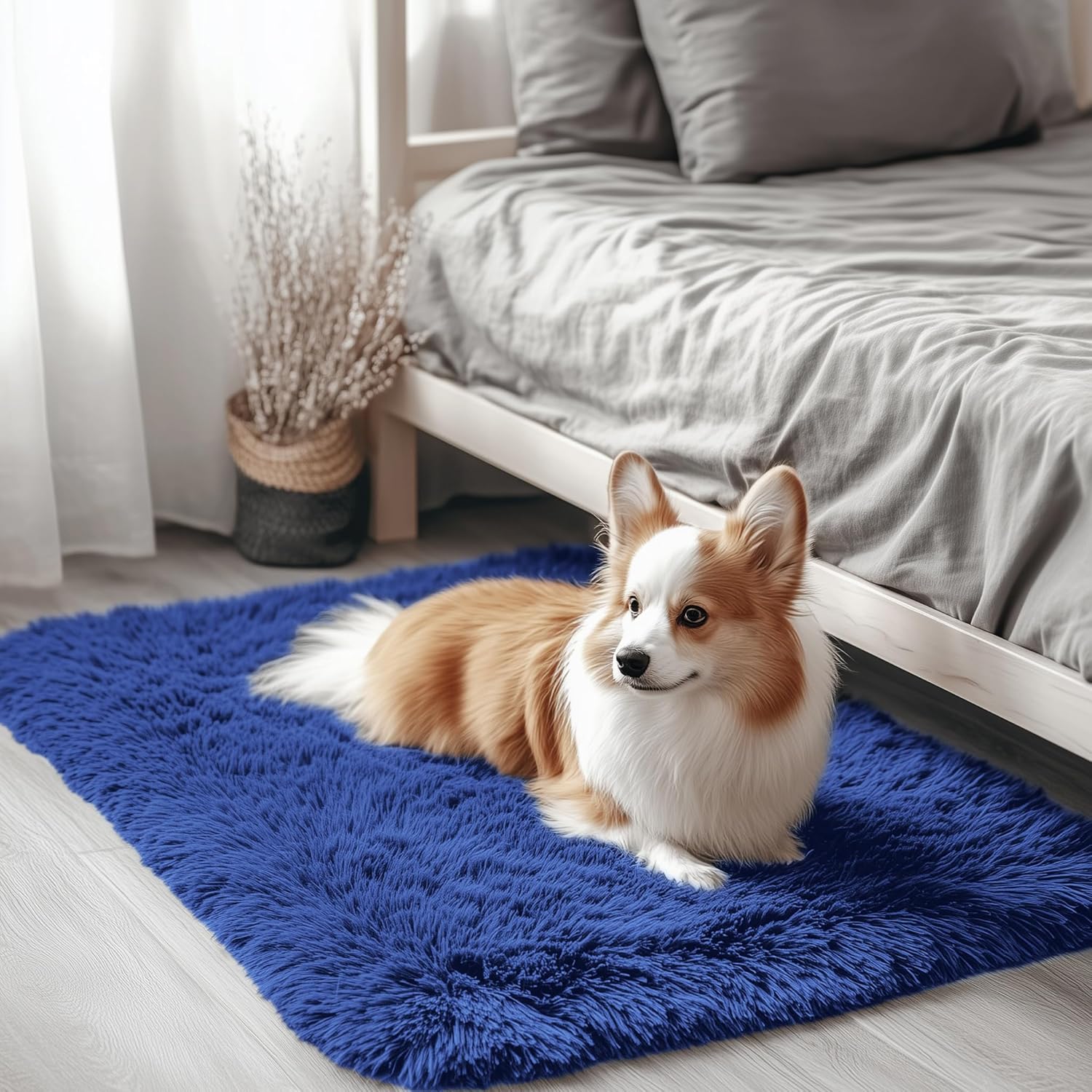 Thumbnail 6 de Homaxy Fluffy Shaggy Rug (Navy Blue) 300 x 400 cm – machine washable, anti-slip backing