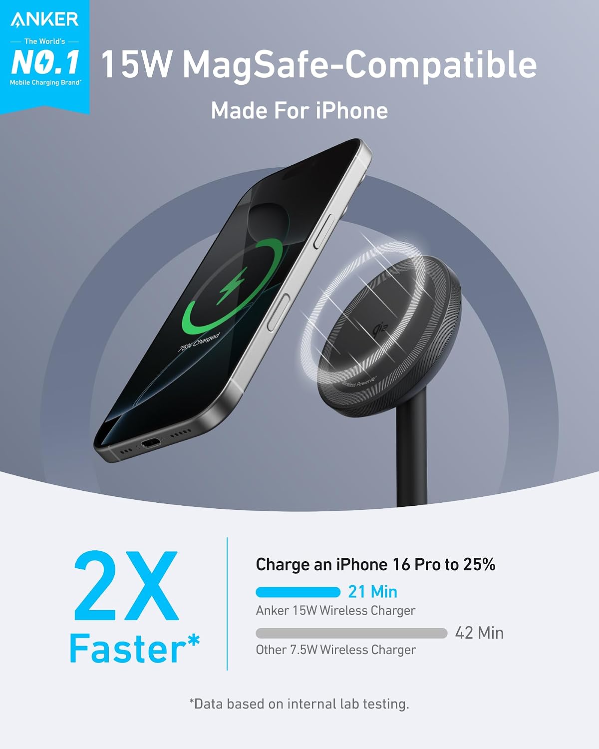 Thumbnail 2 de Anker MagGo A25X1 Qi2 15W 360-Degree Magnetic Charger Stand