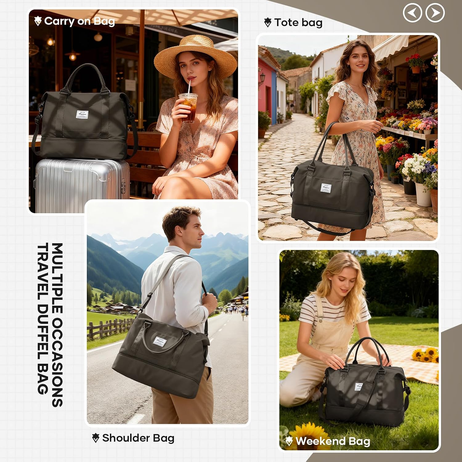 Detalle de Reisetasche Damen 45x36x20 – praktische EasyJet-Handgepäck-Tasche mit Schuhfach und Nass-/Trocken-Trennung