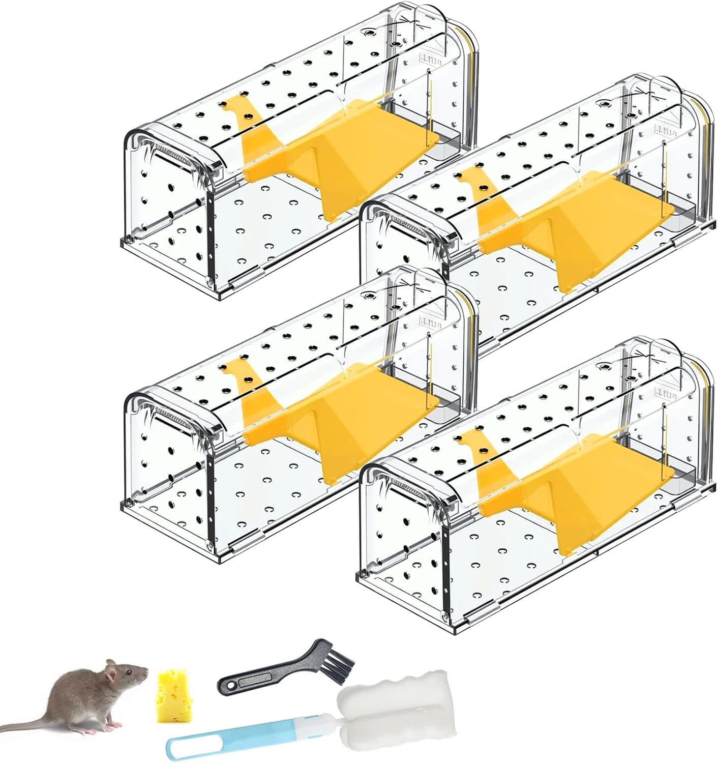Thumbnail 6 de 2 Pack Humane Mouse Traps for Indoors No Kill Live Catch – Pets & Children Friendly, Reusable with Cleaning Brush