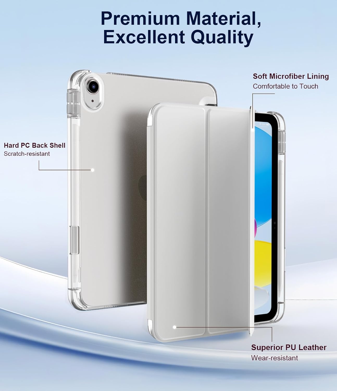 Thumbnail 5 de TiMOVO Protective Case for iPad A16 (11th Gen, 2025) & iPad 10th Gen (10.9-inch) with Pencil Holder, Apricot Gray