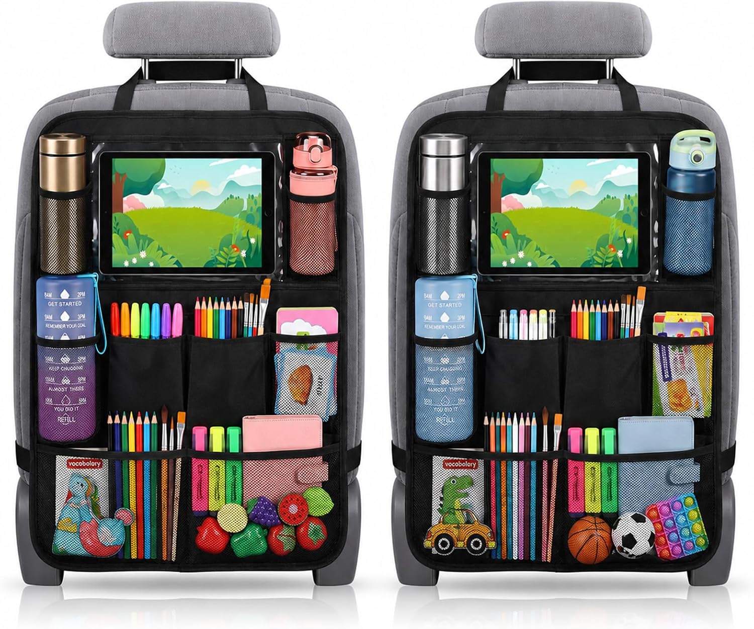 Thumbnail 5 de BillyBath Rückenlehnenschutz Auto Kinder – 10-Fächer Organizer mit 10 Zoll Tablet-Fach, wasserdicht, 62 × 42 cm
