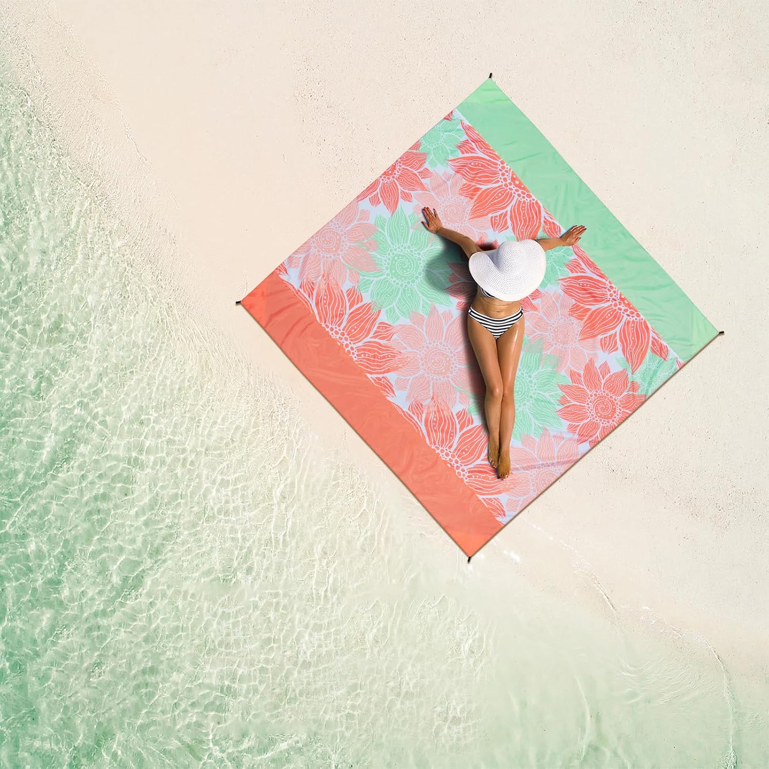 Thumbnail 5 de HIHOHO Waterproof Sandproof Beach Blanket (79" x 108") for 1–8 Adults