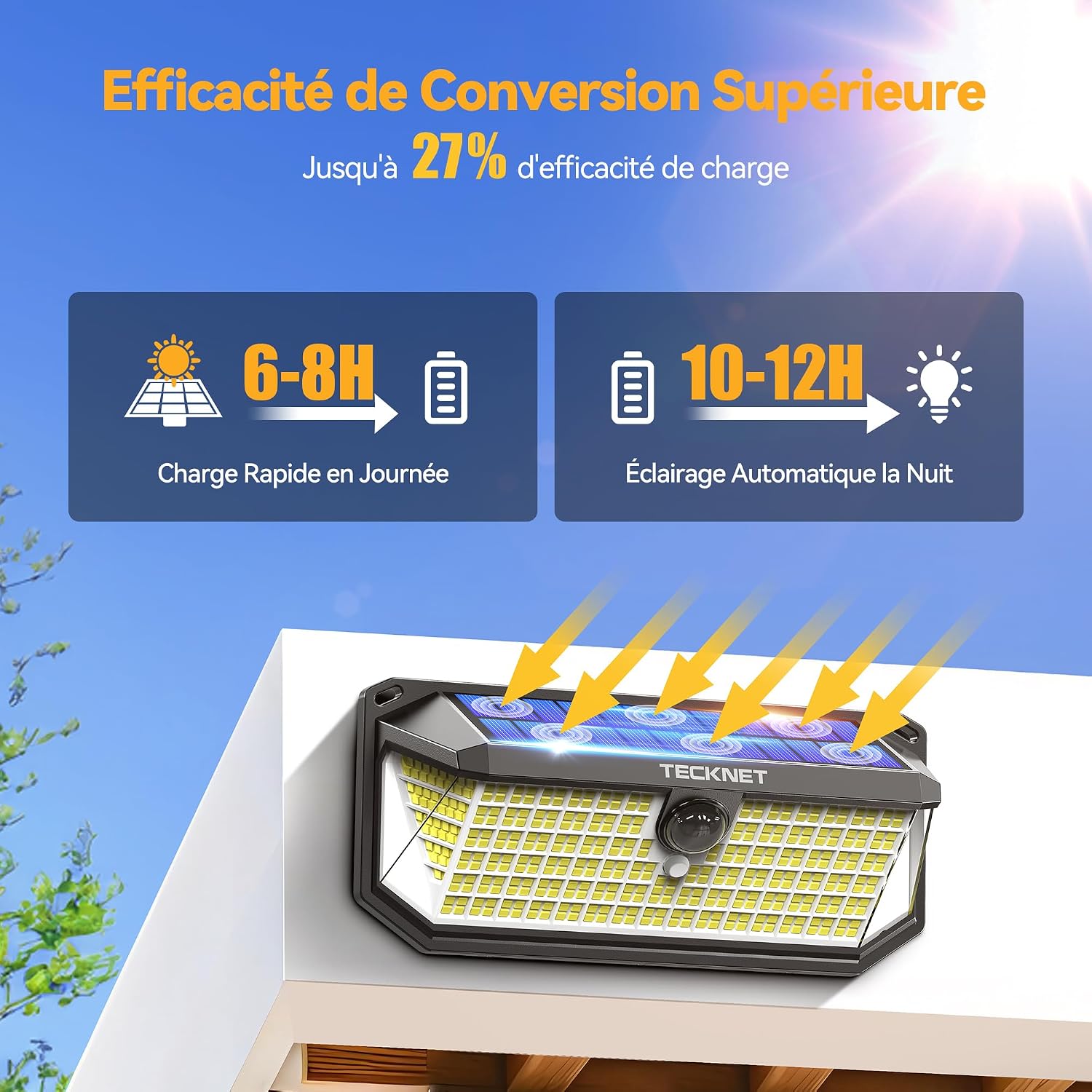 Thumbnail 1 de TECKNET Lampe solaire extérieure 4200 lm, détecteur, 300°