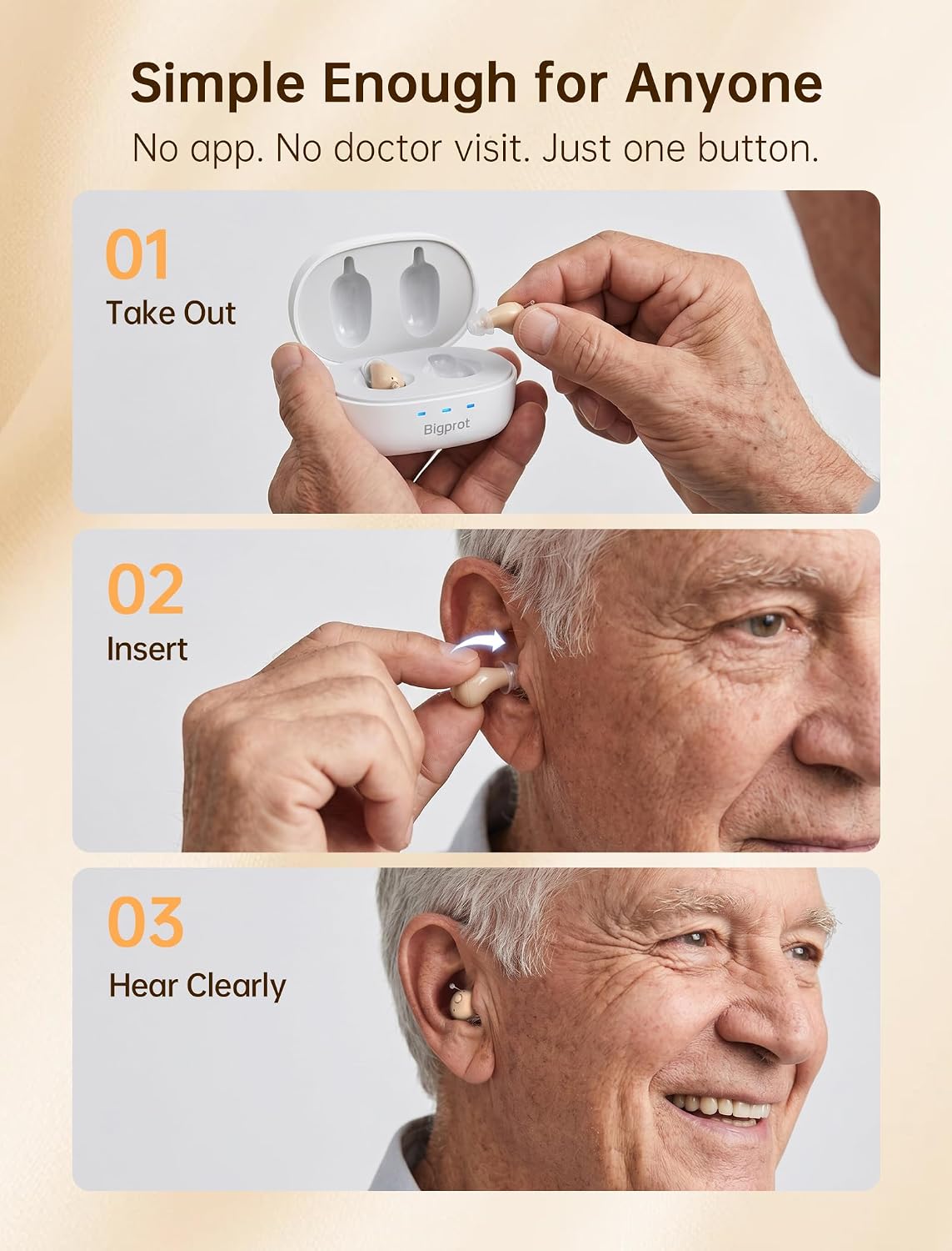 Detalle de Rechargeable OTC Hearing Aids, 100-Hour Use