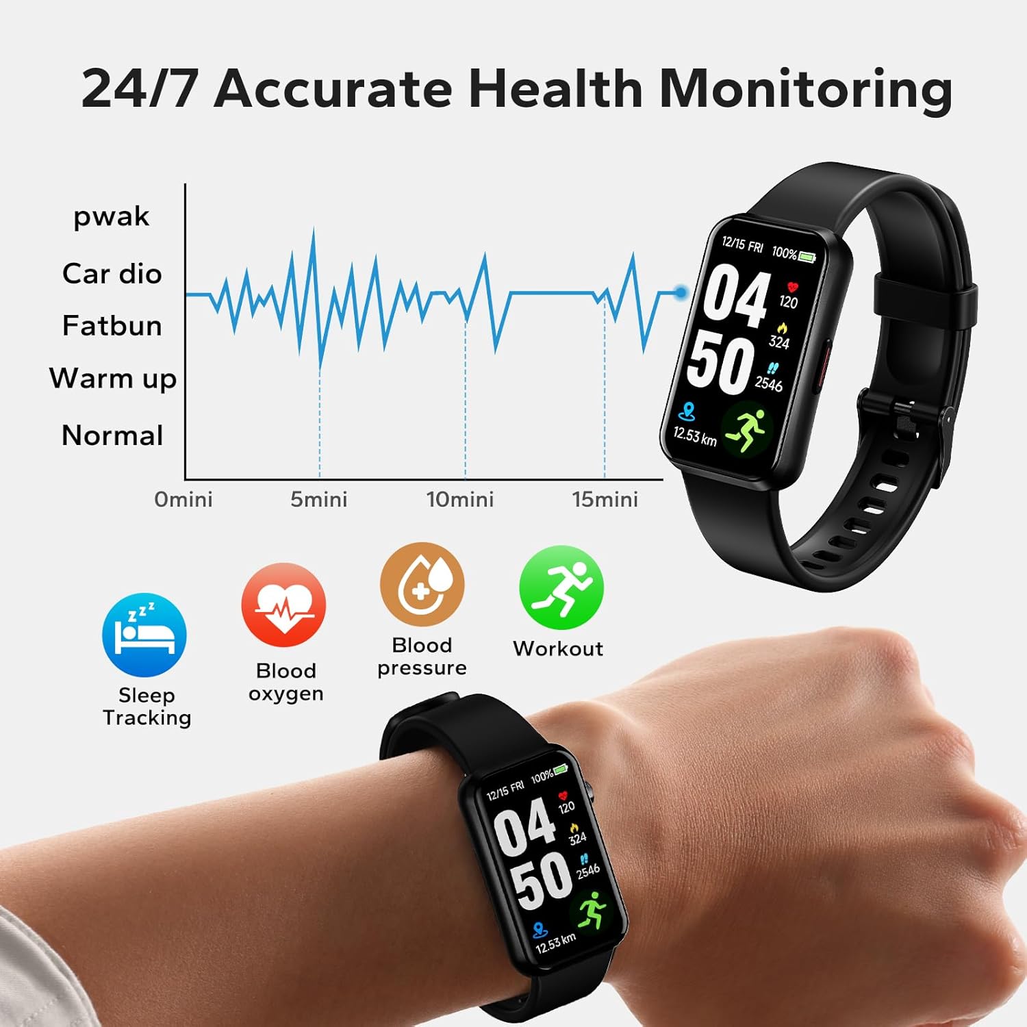 Thumbnail 1 de pixtlcoe Fitness Tracker 1,47 Zoll OLED
