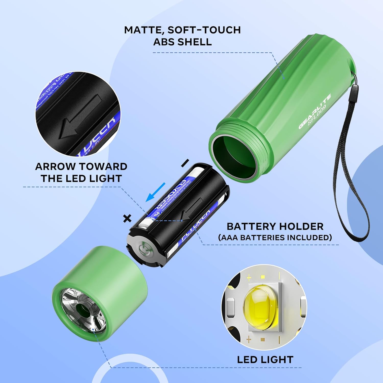 Thumbnail 3 de GEARLITE battery powered LED torch 6-pack (mini, colourful) for camping, hiking and emergencies