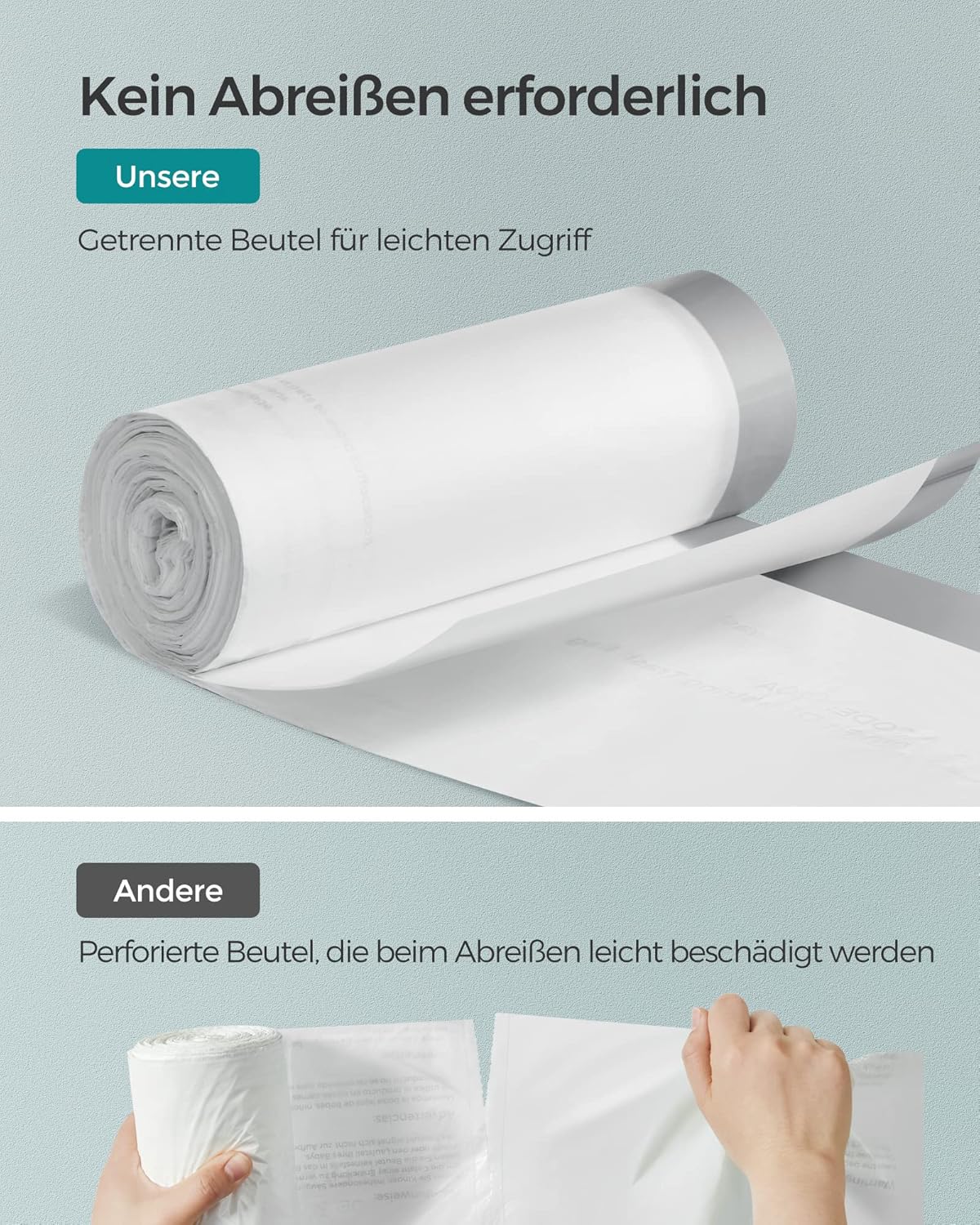 Thumbnail 3 de SONGMICS Müllbeutel mit Zugband für 15–20 Liter, hochbelastbar (120 Stück, weiß)