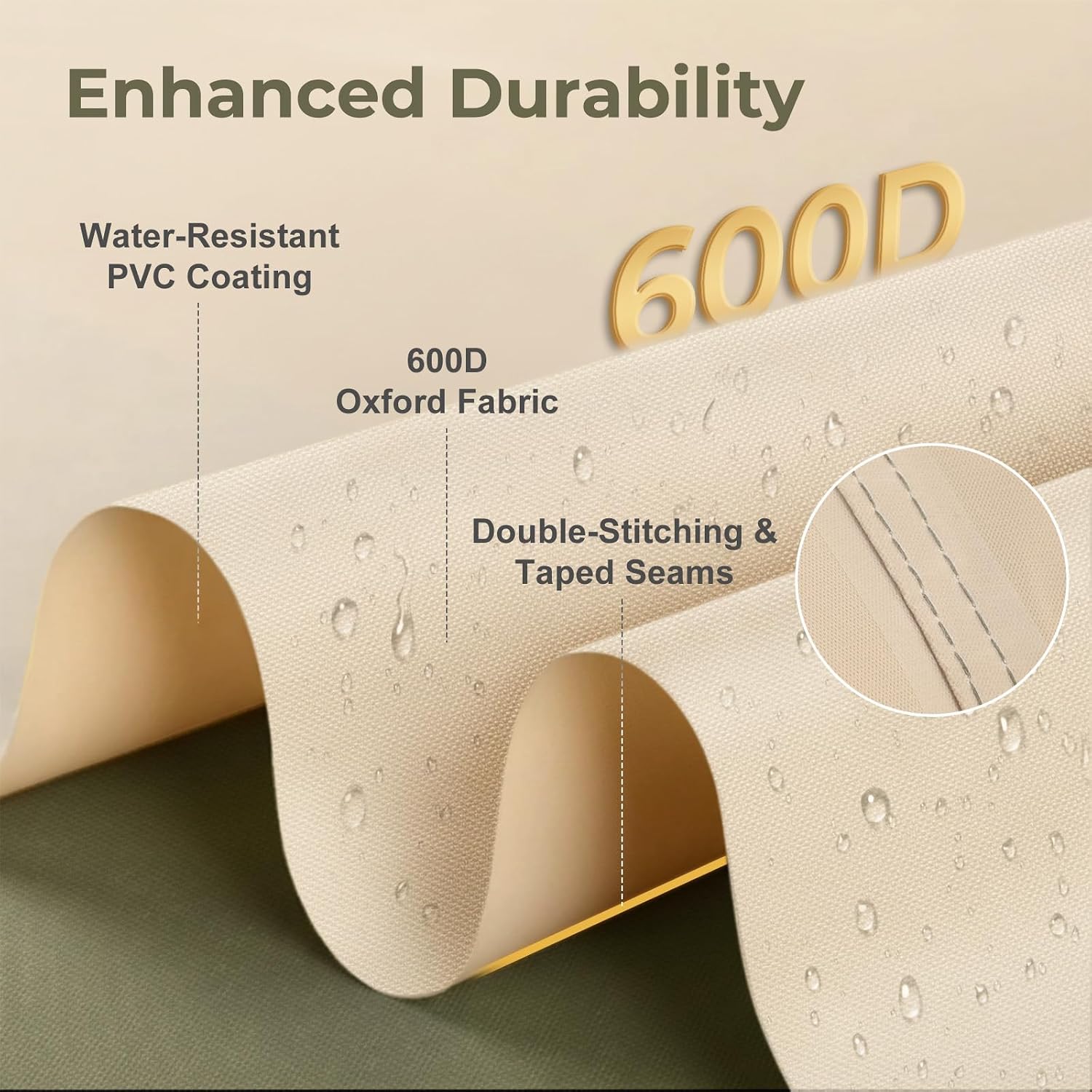 Detalle de BPS A484-PKIGN-CAFL0 Patio Furniture Cover, 600D Waterproof and Anti-UV