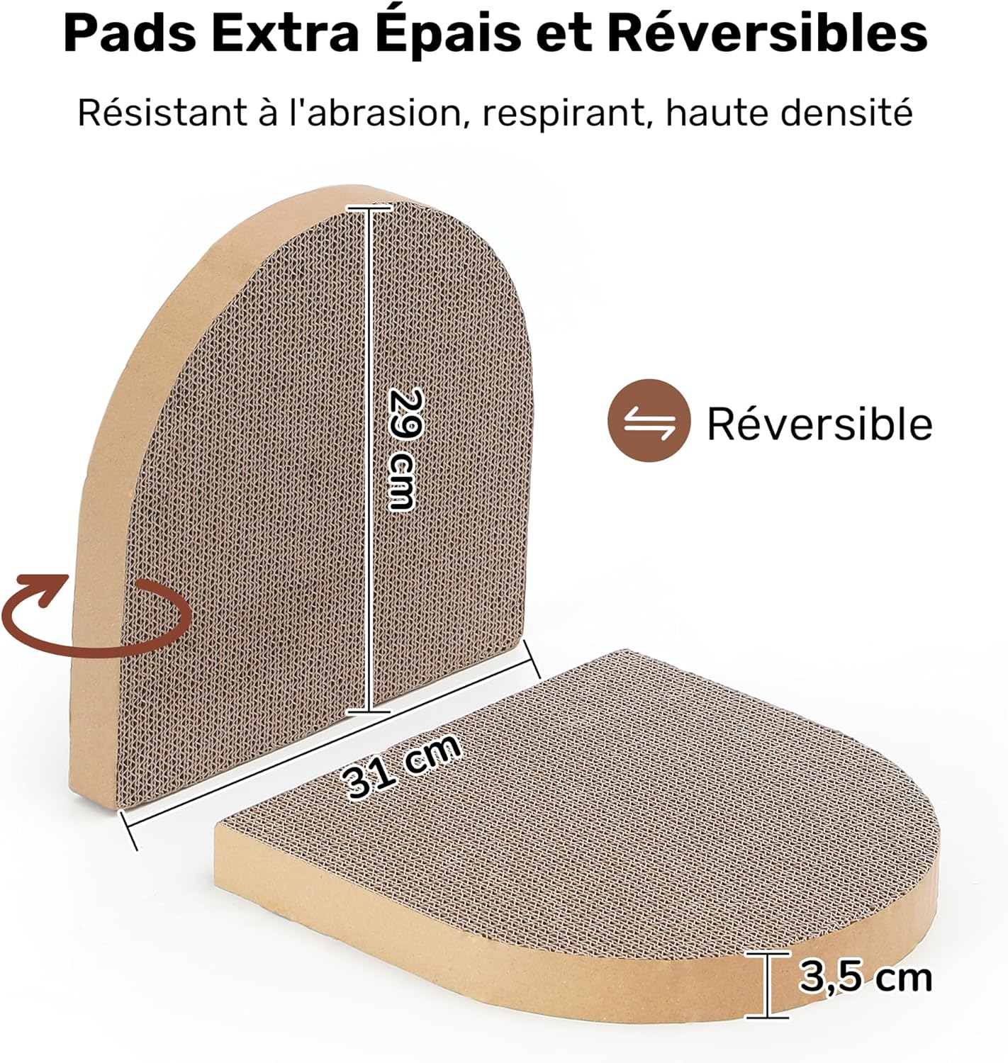 Thumbnail 6 de FUKUMARU Griffoir pour Chat semi-ouvert en forme de canapé 61 cm, caramel