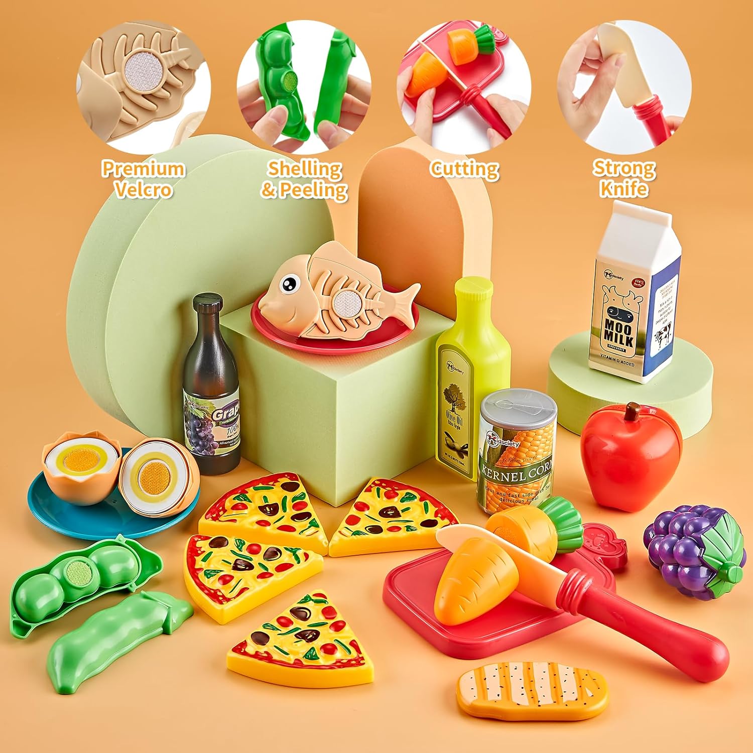 Thumbnail 4 de Kidsciety 52‑teiliges Spielküchen-Set mit Spielessen 🍽