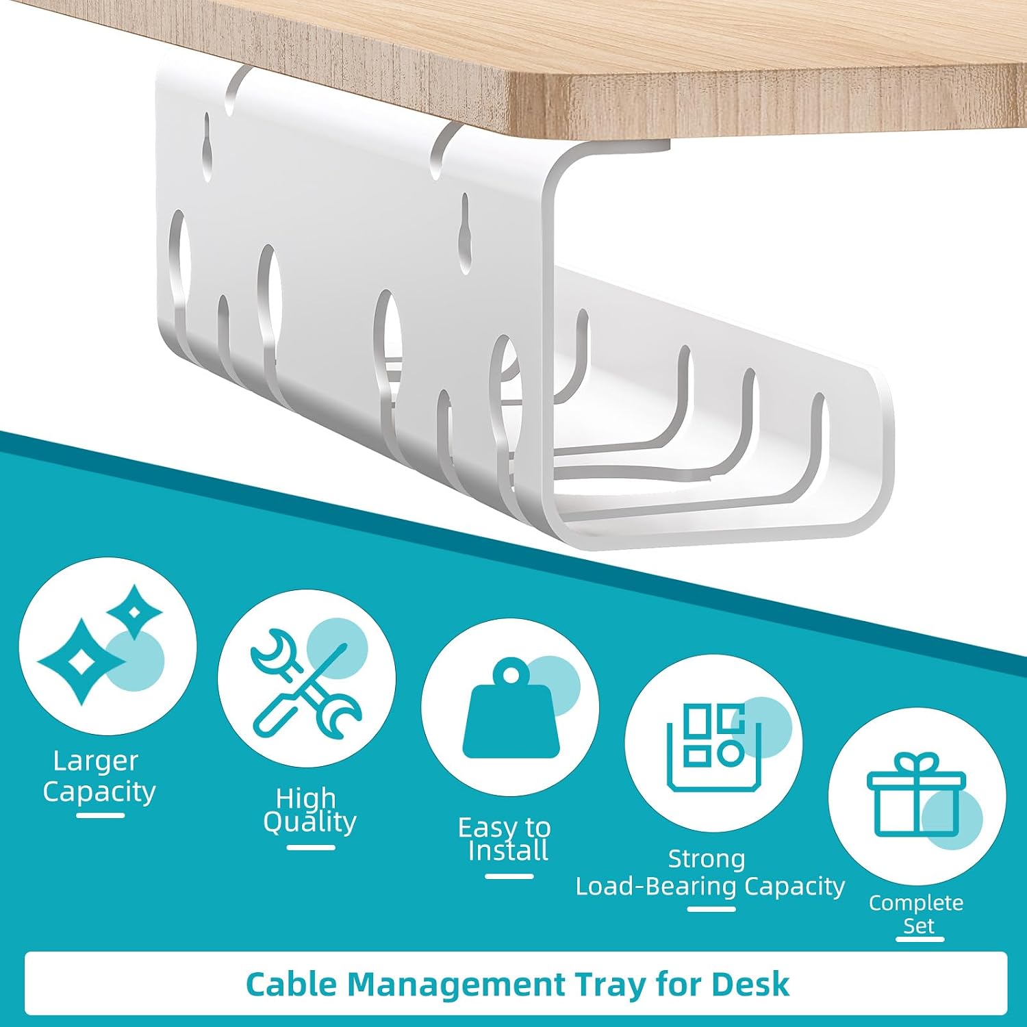 Detalle de StowBin Desk Cable Tidy Tray (2-Pack) stainless steel cable organiser for under-desk or wall mounting