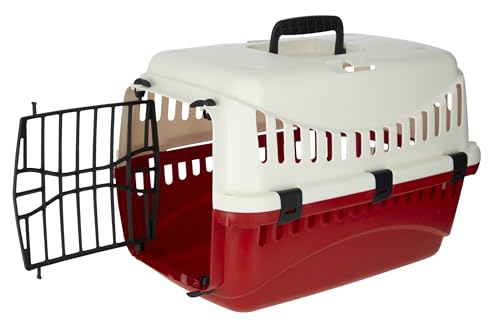 Detalle 1 de Kerbl 81348 Expedion – Boîte de transport pour animaux domestiques (45x30x30 cm) crème/bordeaux