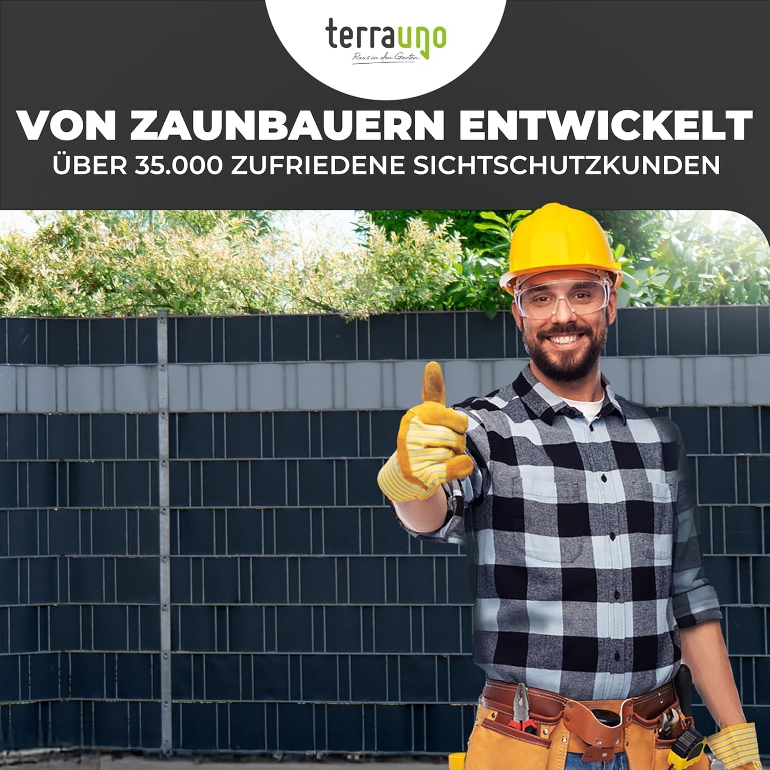 Thumbnail 6 de TerraUno Sichtschutzstreifen RAL 7040, 10 Streifen