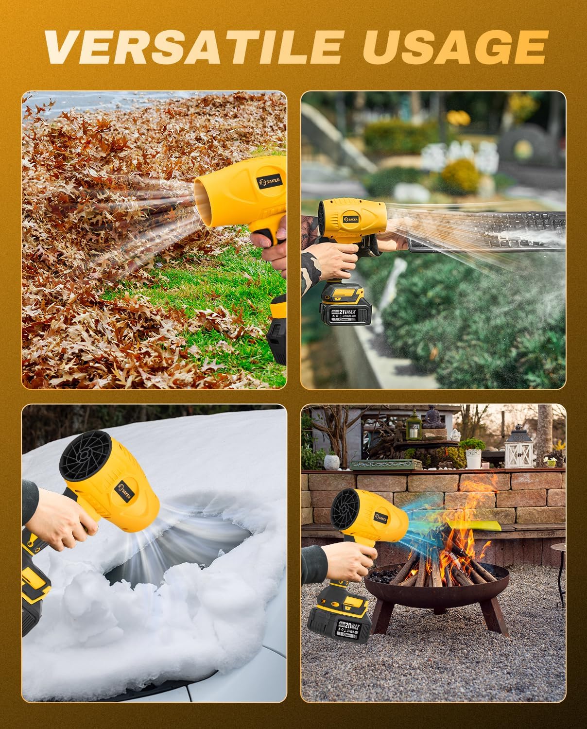 Detalle de Saker Cordless Leaf Blower with 4.0Ah Batteries