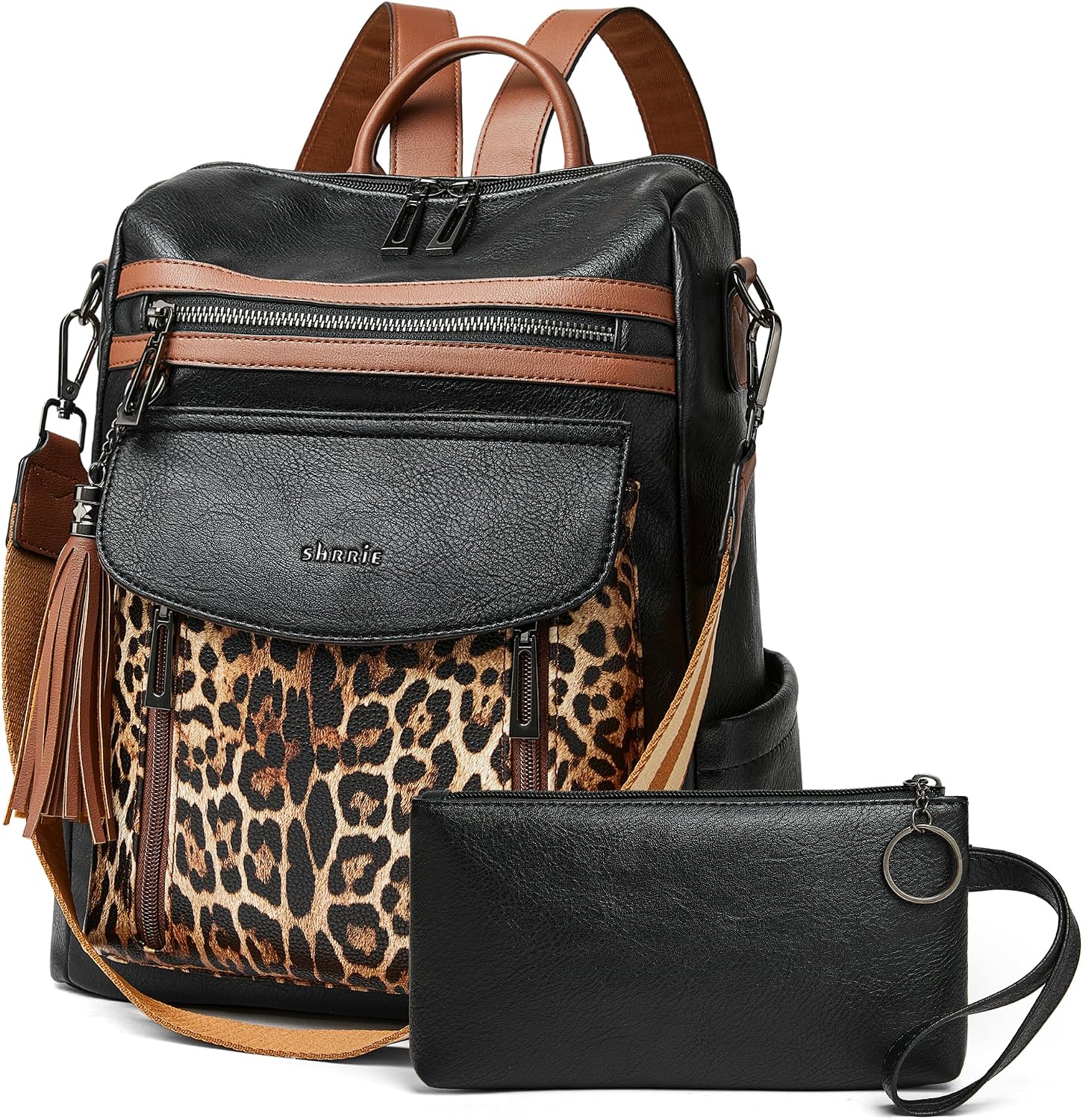 Detalle de Shrrie Damen-Rucksack aus veganem Leder (Vintage Dunkelgrün) mit Laptopfach bis 14 Zoll