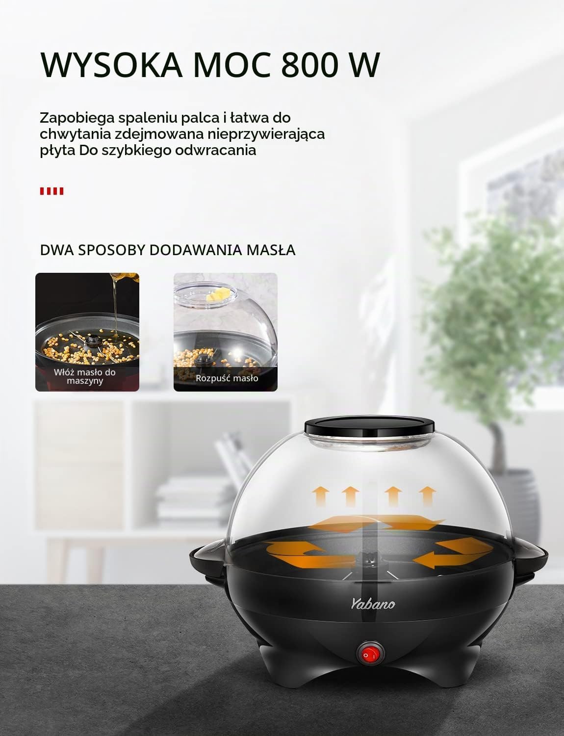 Detalle de Yabano Popcorn maker – maszyna do popcornu 5 l, 800 W z mieszadłem