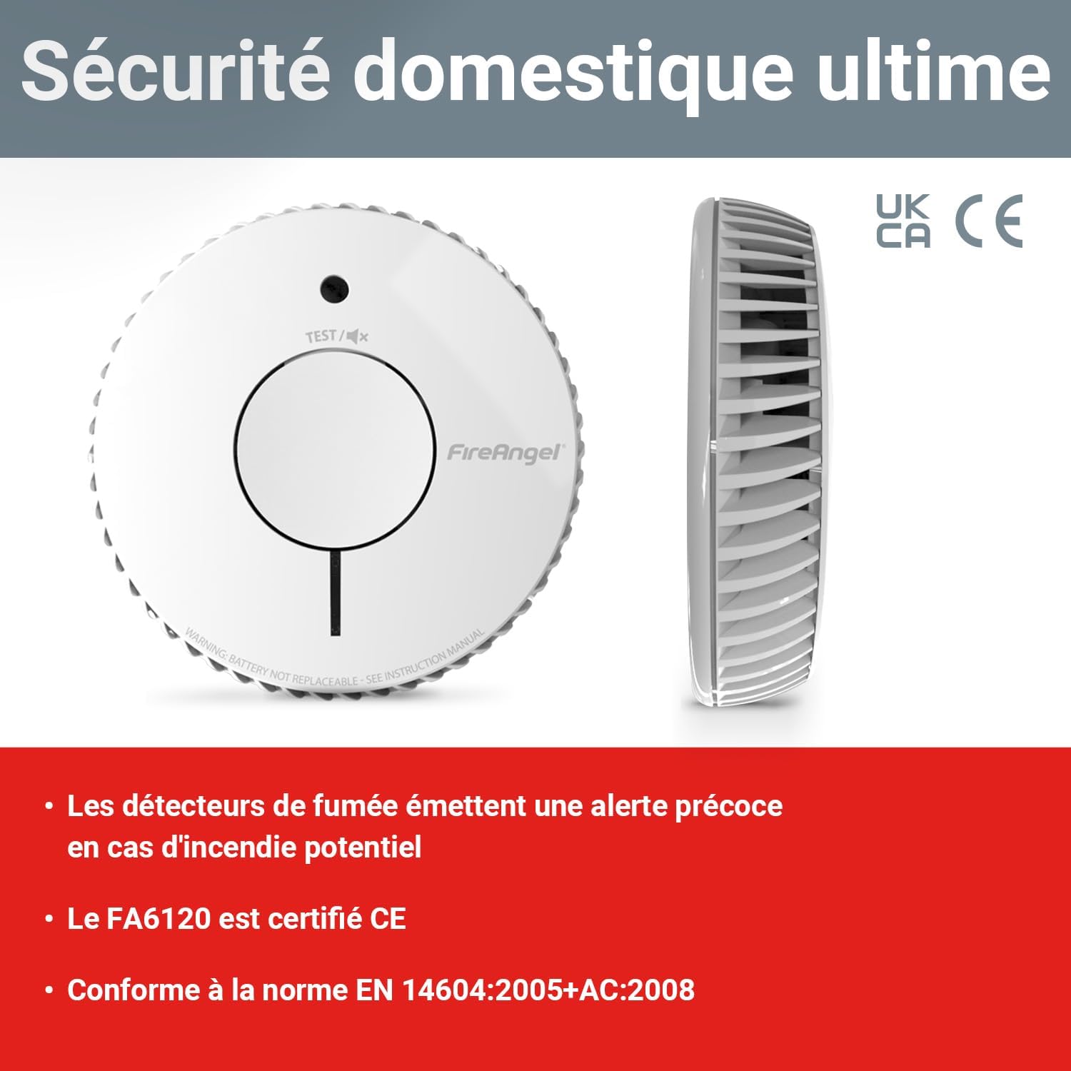 Thumbnail 2 de Fire Angel Lot de 2 Détecteurs de fumée optiques NF certifiés – remplacement et détection précoce