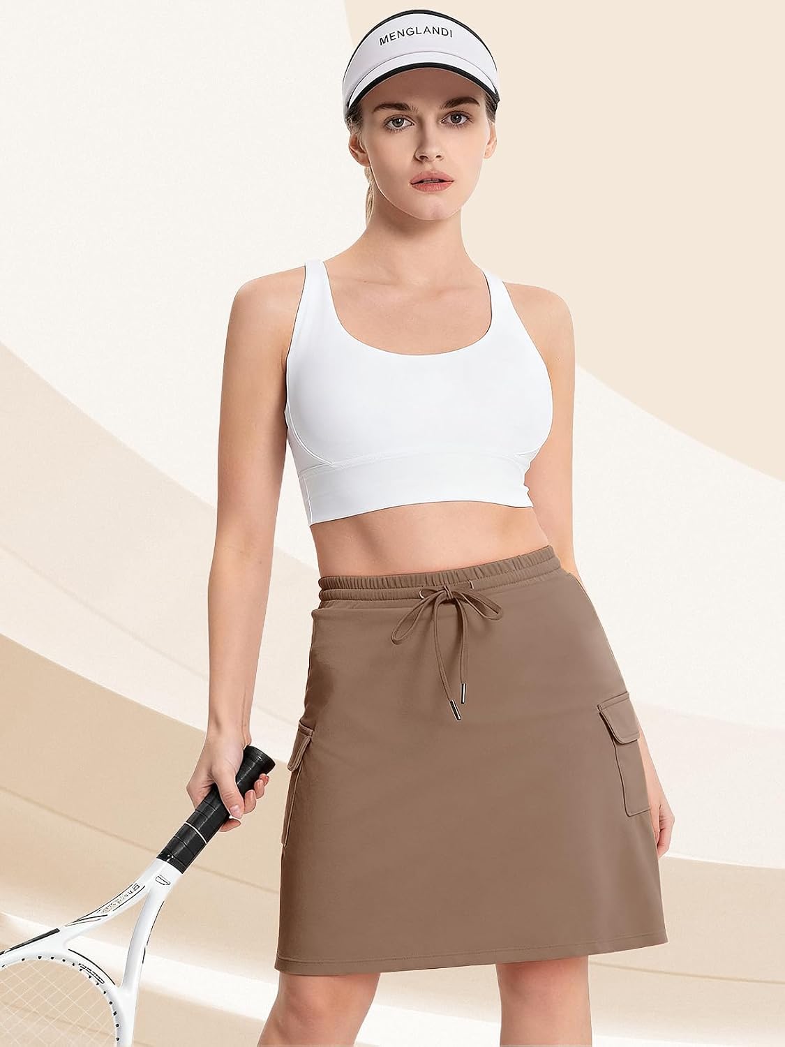 Detalle de Bezioner Women’s Tennis Golf Skirts Knee Length Skorts – High Waisted with 4 Pockets