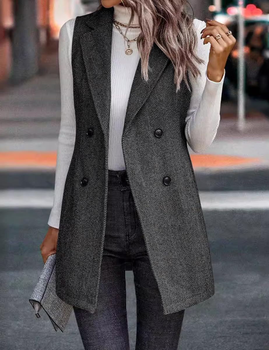 Detalle 2 de IDEALSANXUN Women's Long Tweed Vest