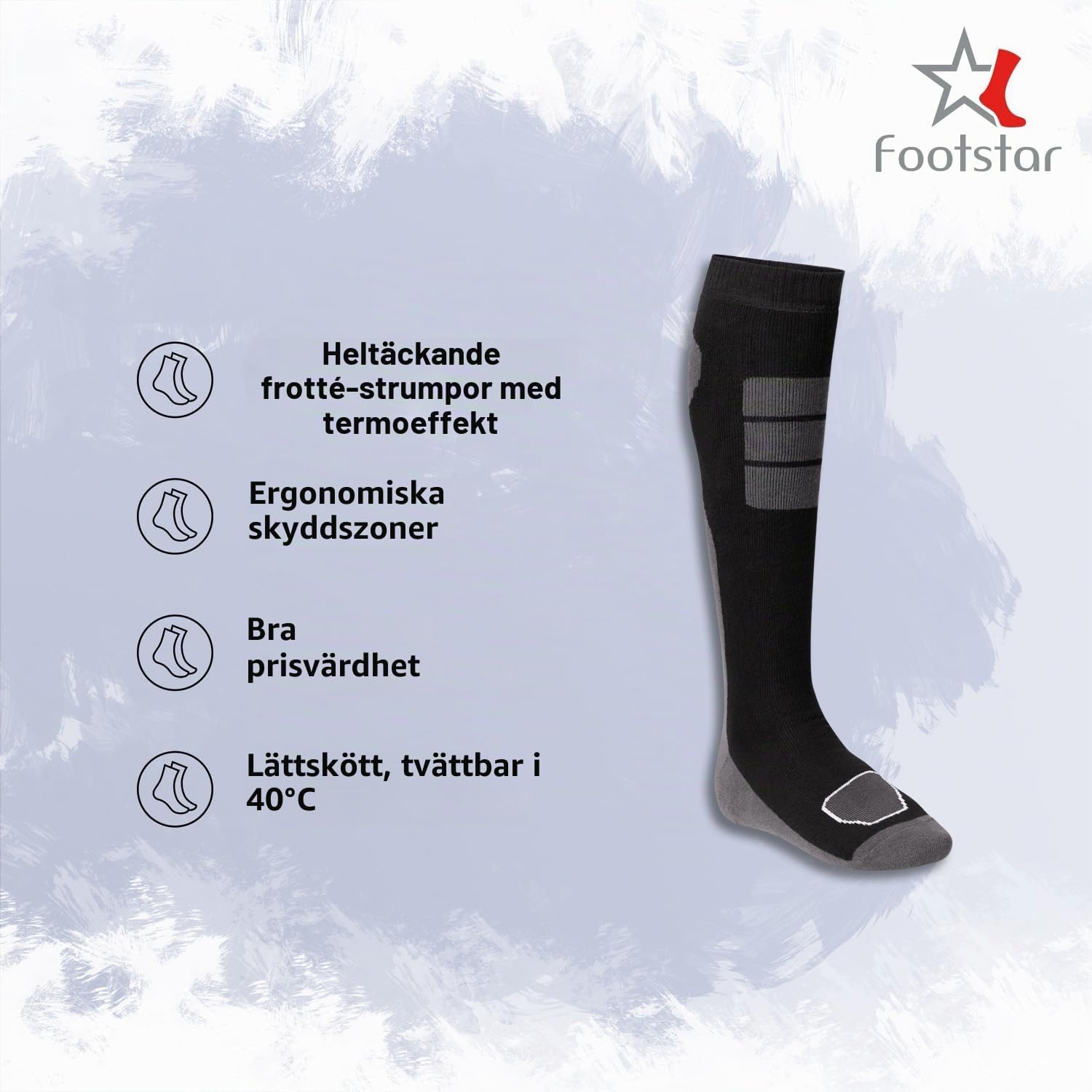 Thumbnail 2 de Footstar vinterknästrumpor i helfrotté med termoeffekt, 6 par