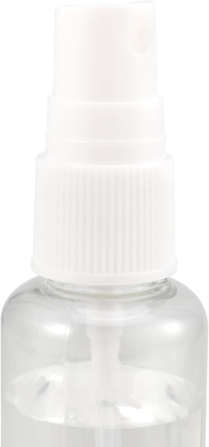 Detalle de MOUYAT 50 Pack 60ml Clear PET Spray Bottles – Fine Mist, Refillable with Funnels and Labels