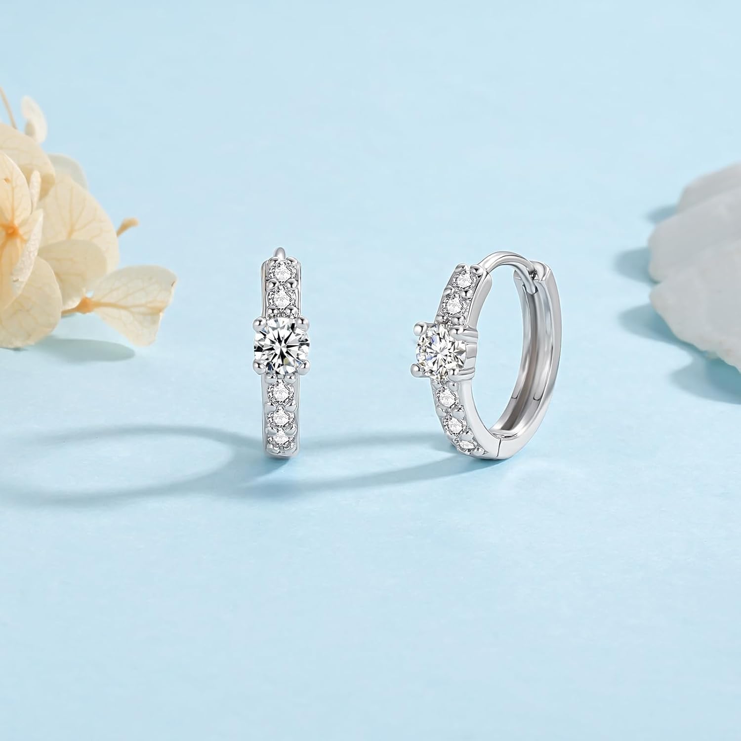 Thumbnail 2 de Deyanse Creolen aus 925 Sterling Silber für Damen mit Cubic Zirkonia (U-förmig, oval, Huggie, Geschenkbox)
