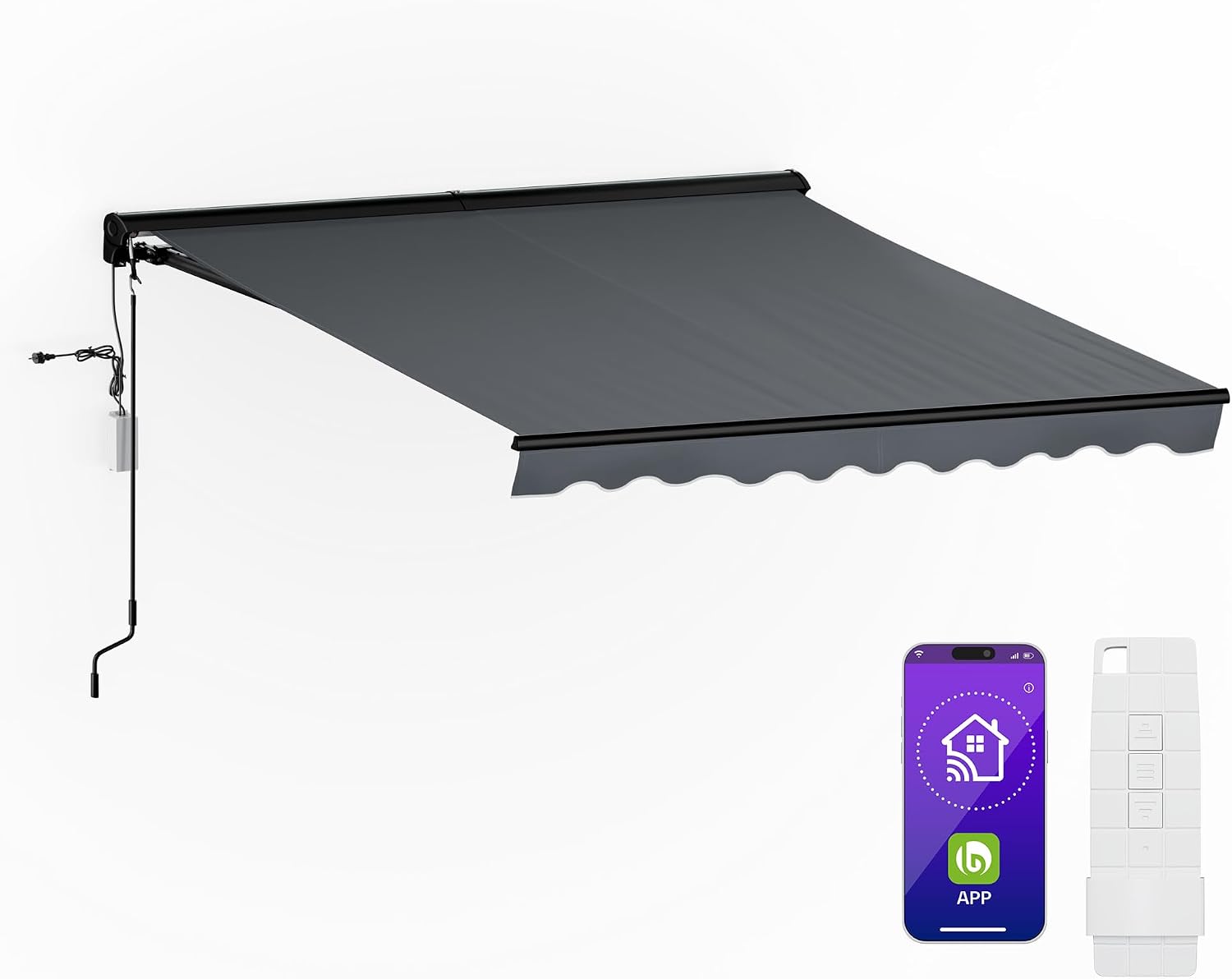 Detalle de blumfeldt CloudShade PG1CloudShHC-2.5x2DG semi-cassettezonnescherm, appbediening