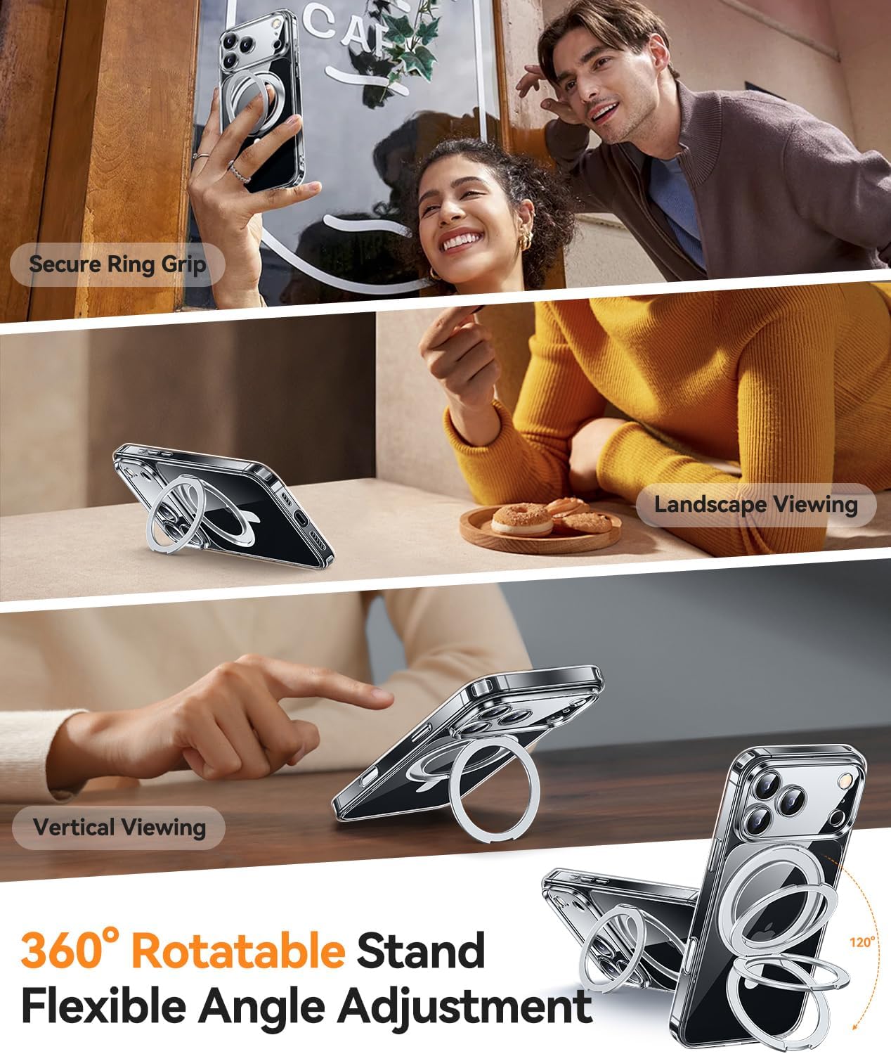 Detalle de CANSHN iPhone 17 Pro Ständer Hülle mit 360°