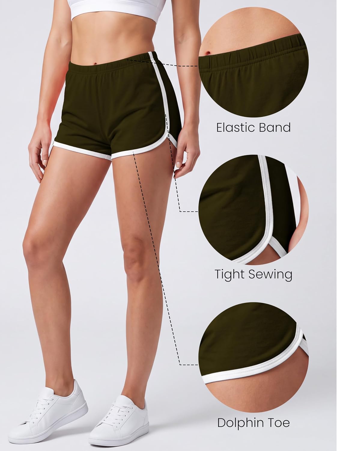 Detalle de URATOT 7 Pack Womens Cotton Shorts – Dolphin Cut, Multi-Color Set for Yoga, Lounge, and Running