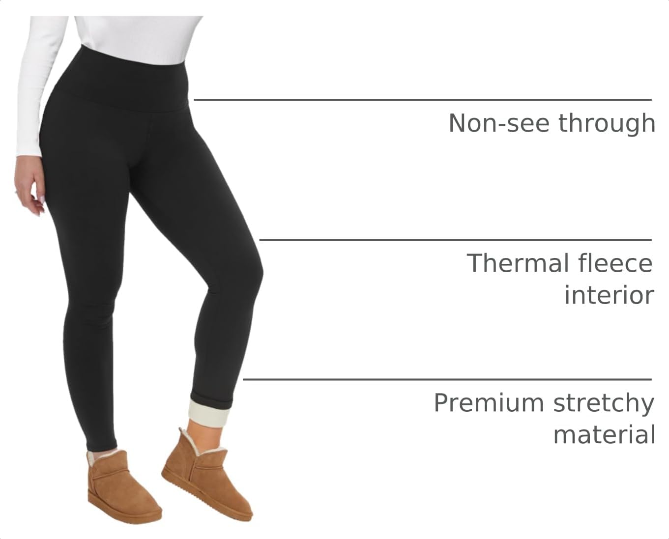 Detalle de CAMPSNAIL Fleece-Lined Leggings, Polyester-Spandex