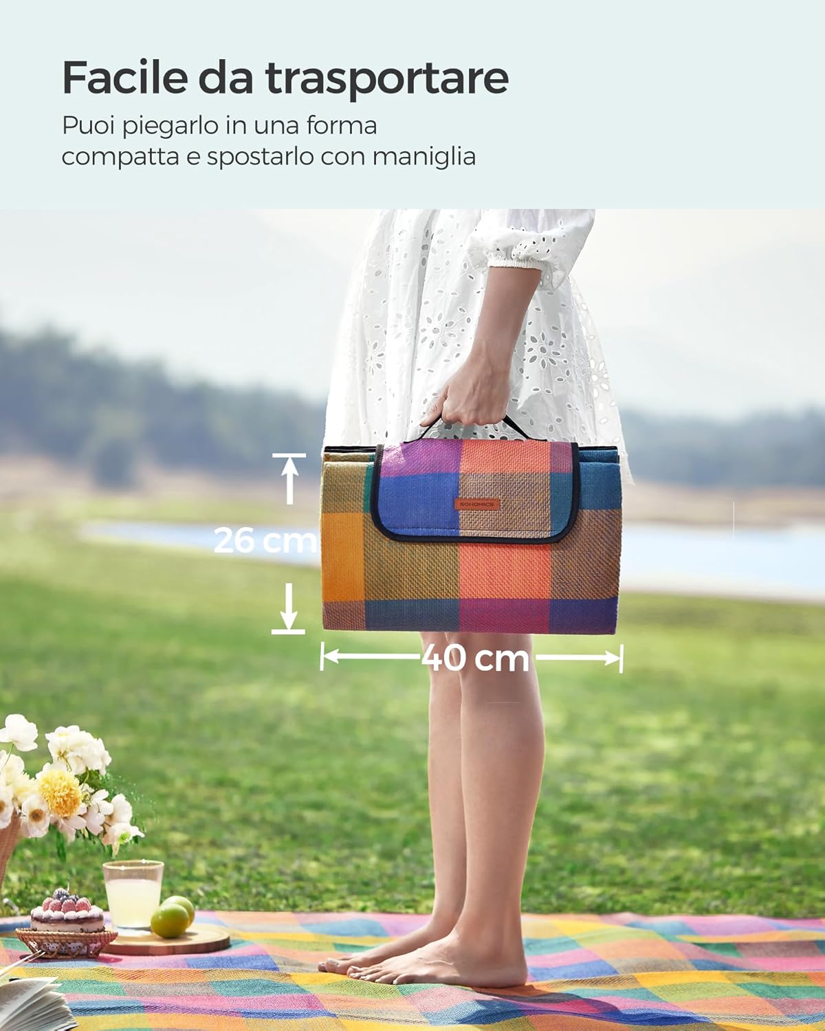 Thumbnail 6 de SONGMICS Coperta da Pic-nic GCM50K: impermeabile, pieghevole e multiuso 195 x 150 cm