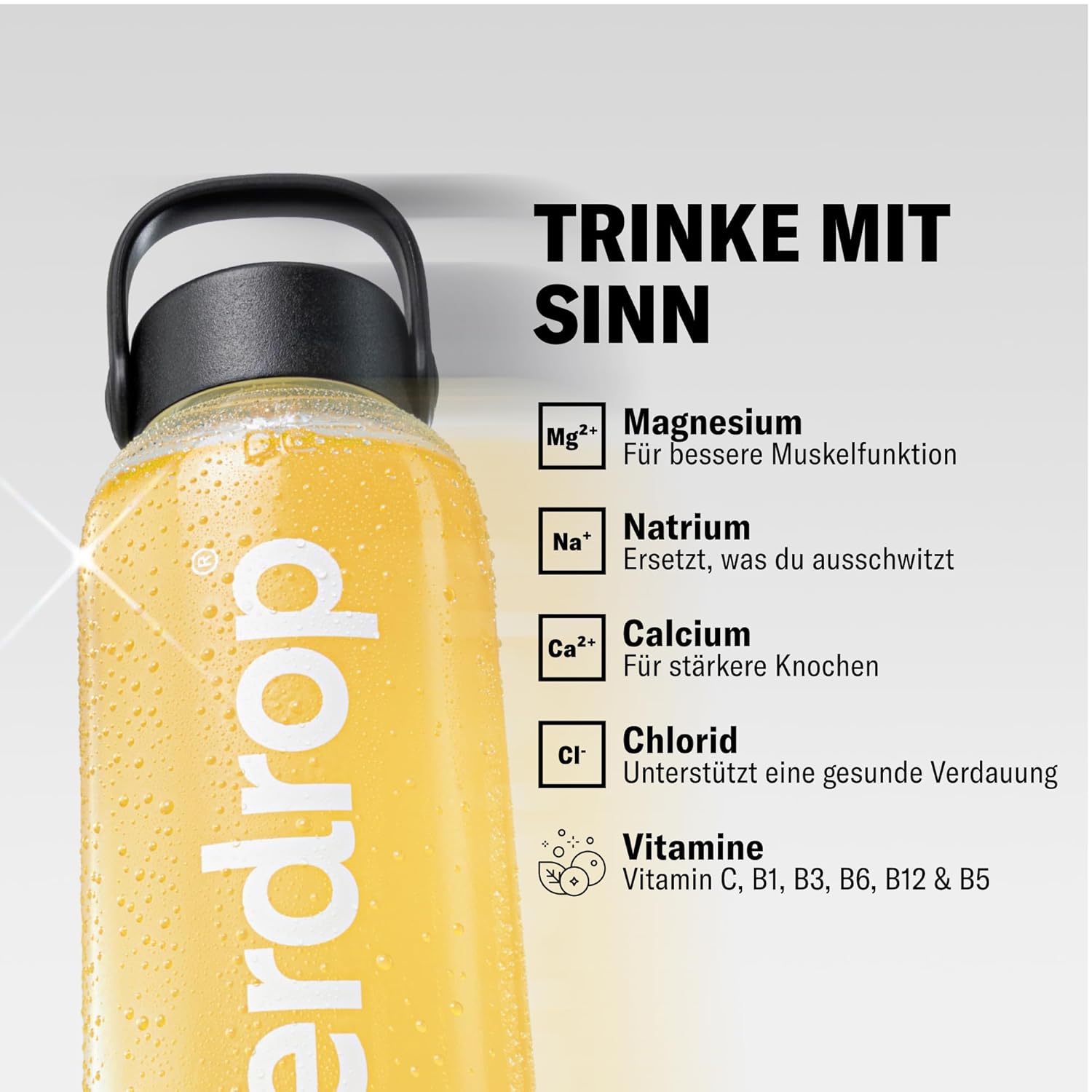 Detalle 2 de waterdrop Elektrolyte-Mix – 36 Drops Würfel mit Magnesium, Kalzium, Natrium + Zink – Zuckerfrei, vegan, in Orange, Erdbeere & Berry