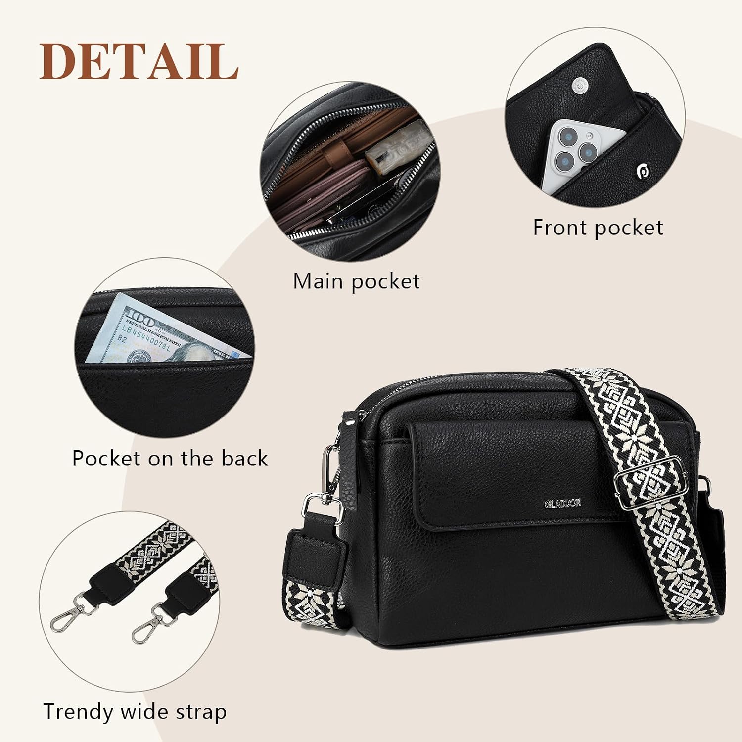 Detalle 2 de Gladdon borsa tracolla donna 22 x 17 cm