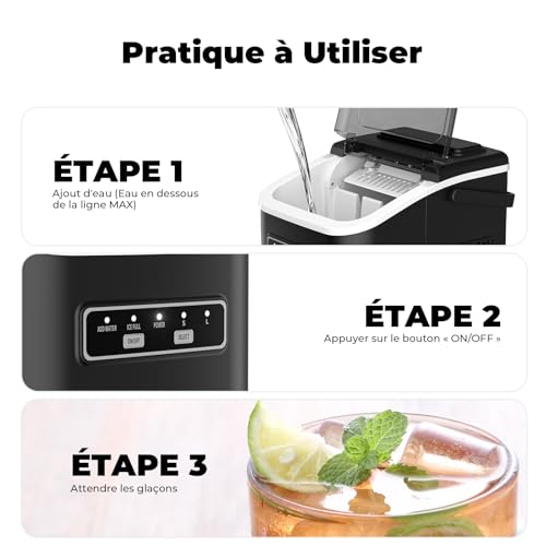 Thumbnail 6 de Acmeenjoy Machine à Glaçons – 9 glaçons en 6–8 min, 12 kg/jour, autonettoyante