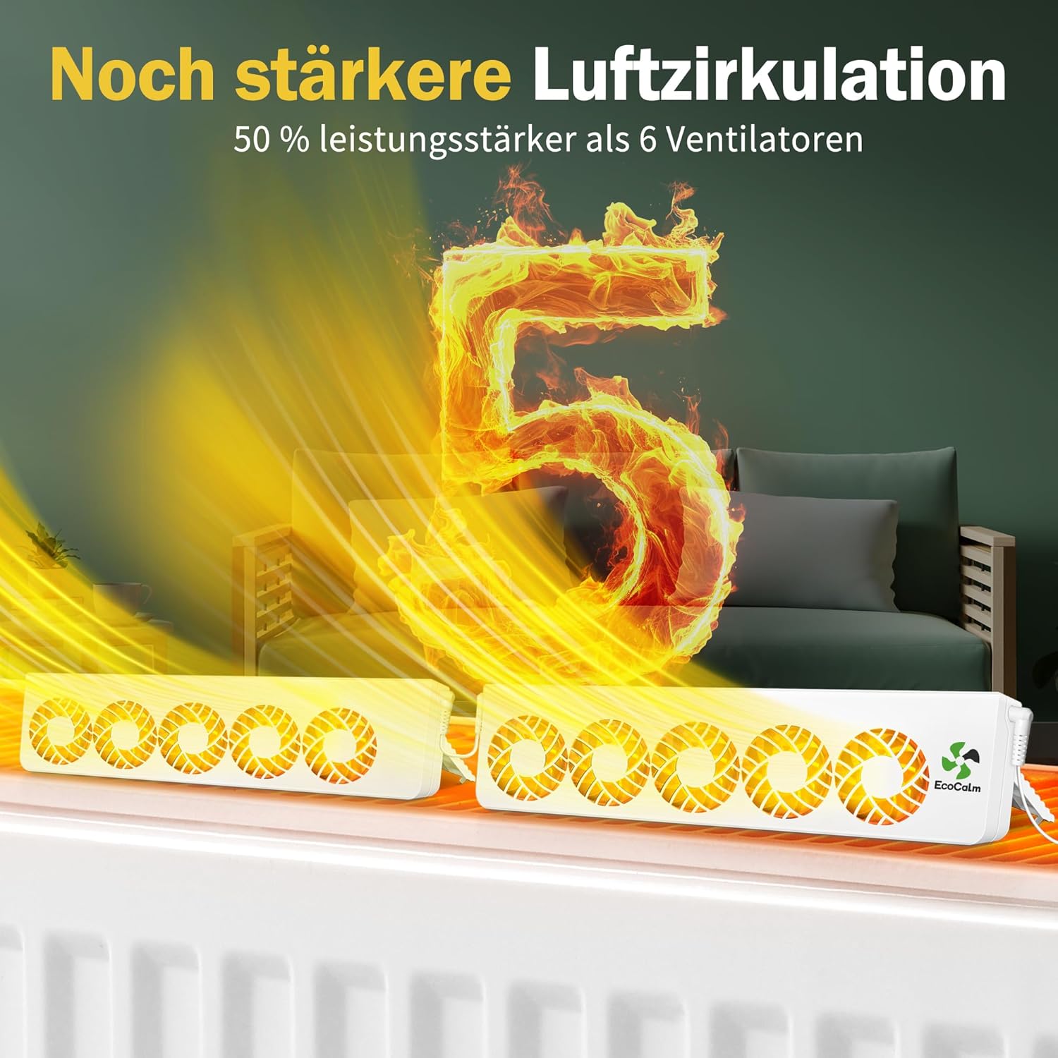 Detalle de ecoCalm Heizkörperventilator Duo-Set, 10 Lüfter