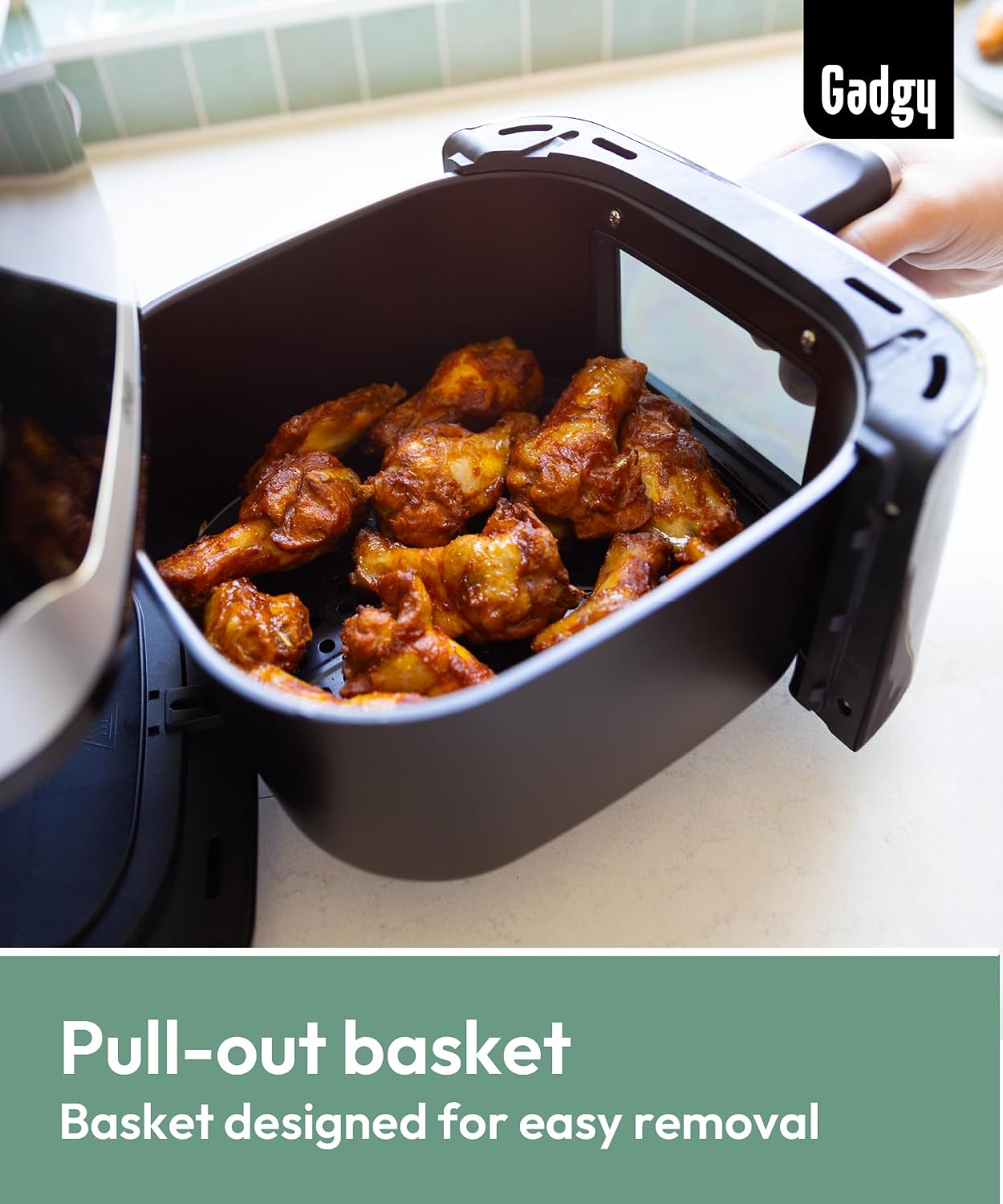 Detalle de Gadgy GAD-AFR-BLA-005-001-001 airfryer 5 l, 1 400 W med fönster