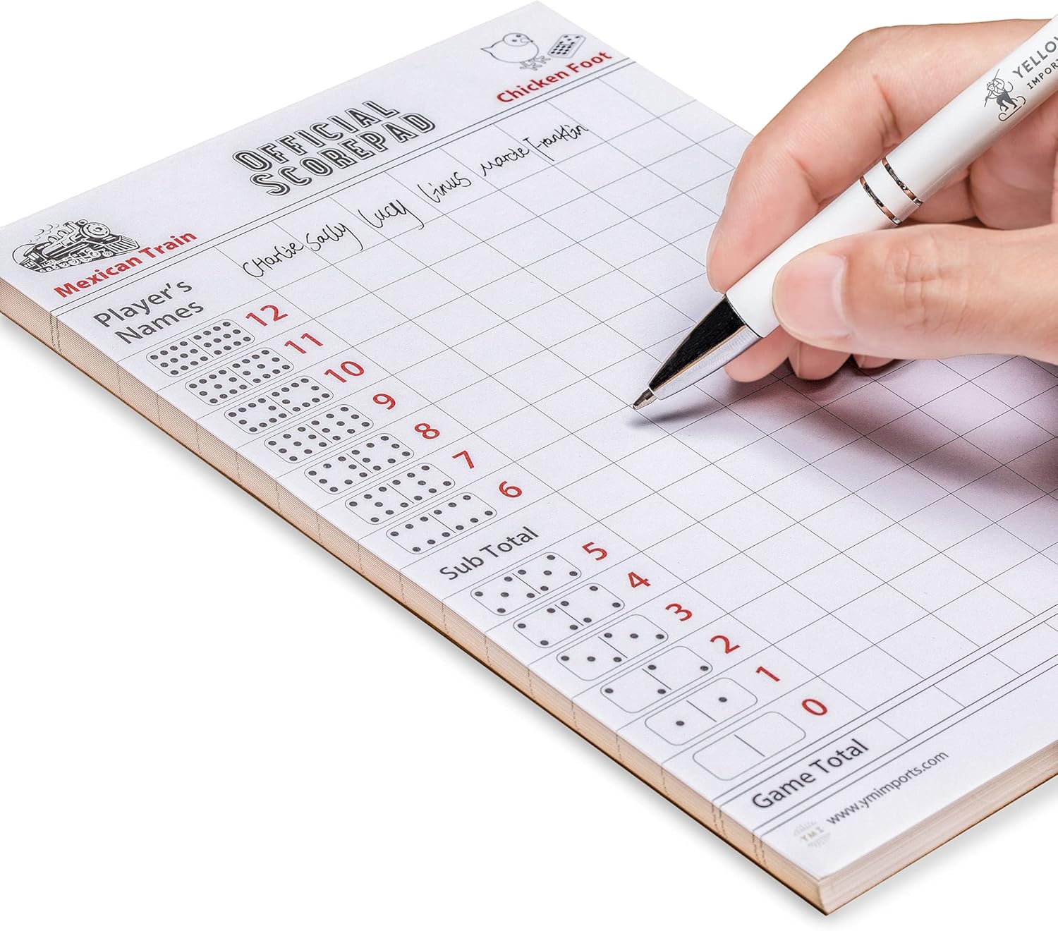 Thumbnail 5 de Yellow Mountain Imports 3-Pack Mexican Train & Chicken Foot Dominoes Scorepad (180 sheets)