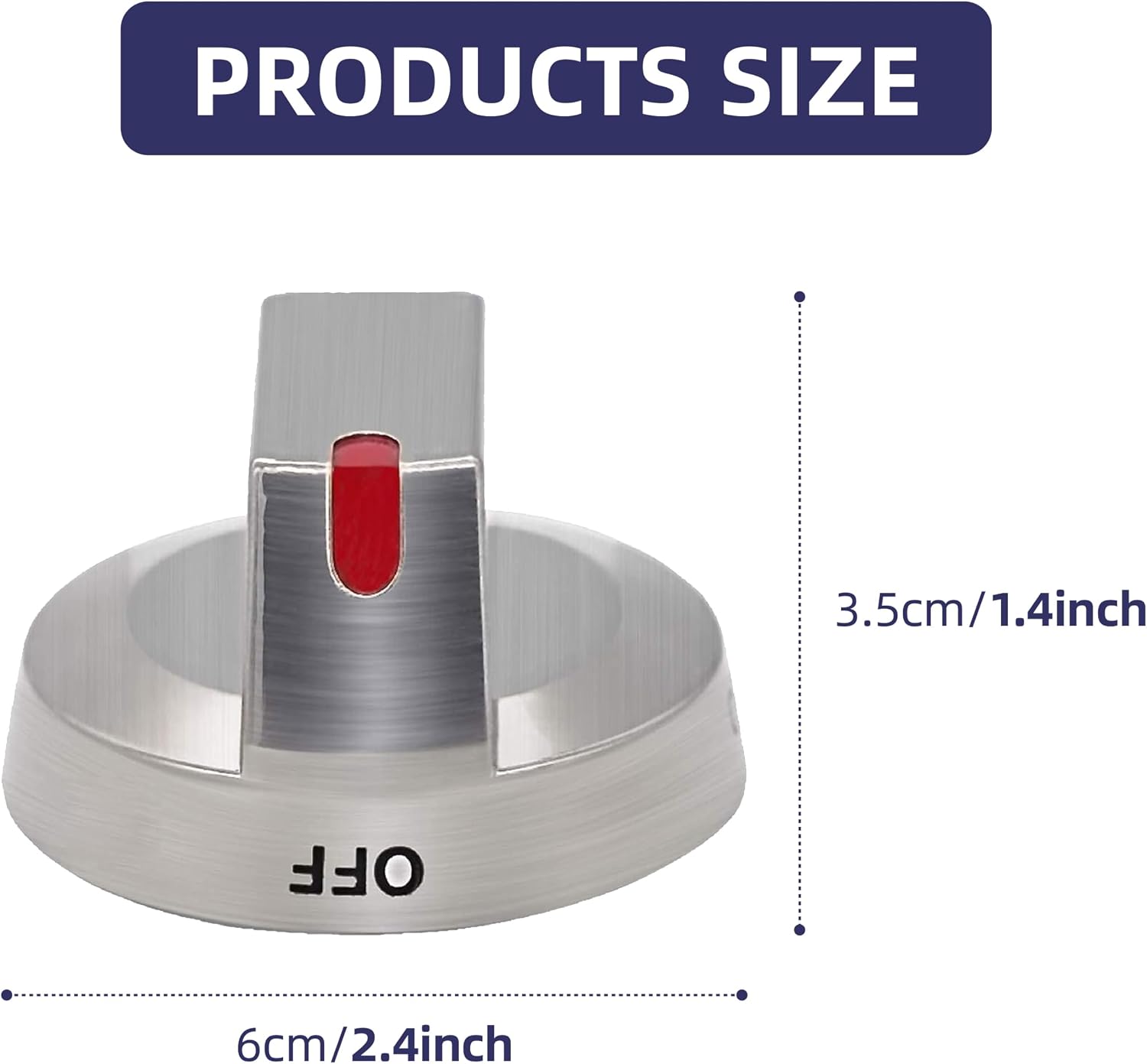 Detalle 2 de JREEPEE JR-ZJAN001 Gas Stove Knob Replacement, Silver Metal, Model-Specific Fit