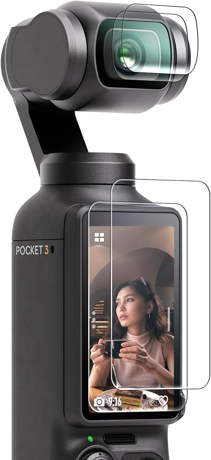 Detalle de FPVtosky 2× Objektivschutz & Displayschutzfolie für DJI Osmo Pocket 3 / Pocket 3 Creator Combo (gehärtetes Glas, 9H)