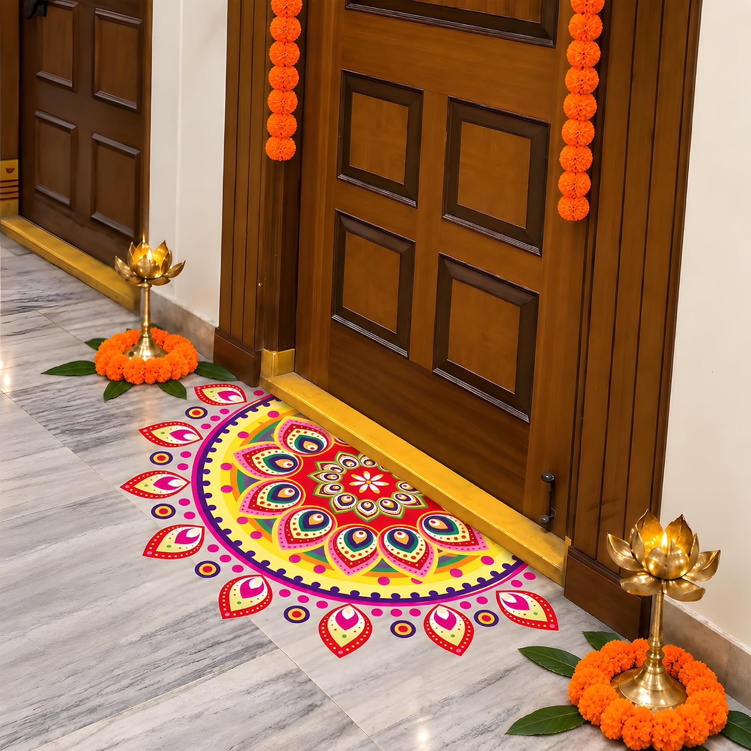 Thumbnail 6 de SZCECHRE 20260630 Diwali Decoration Set with Rangoli Stickers and Marigold Garland