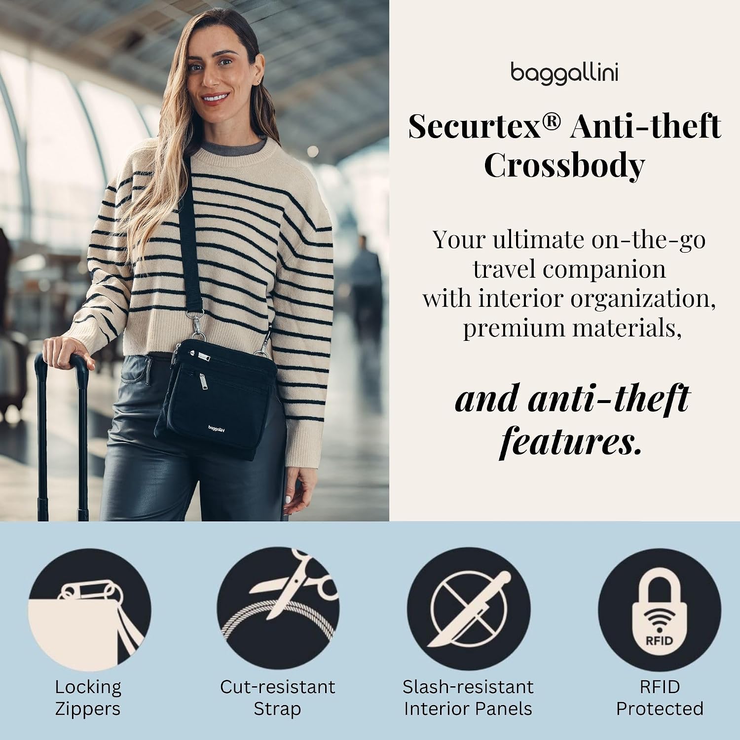 Thumbnail 2 de Baggallini Securtex Anti-Theft Large Crossbody pour femmes — sécurité et organisation au quotidien