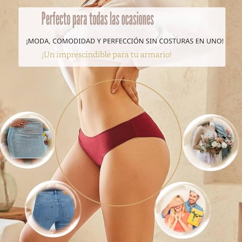 Detalle de BeReady Bragas Mujer Algodón Pack 6 – Cintura Media, Elástico y Transpirable (Algodón 95%)