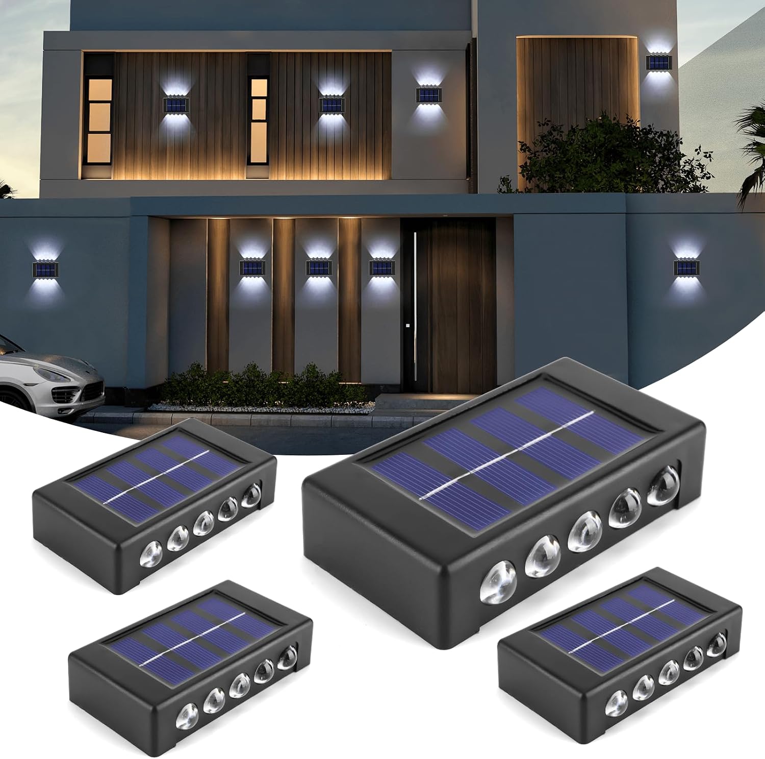 Detalle de YUNYODA Solar Fence Lights 4-Pack